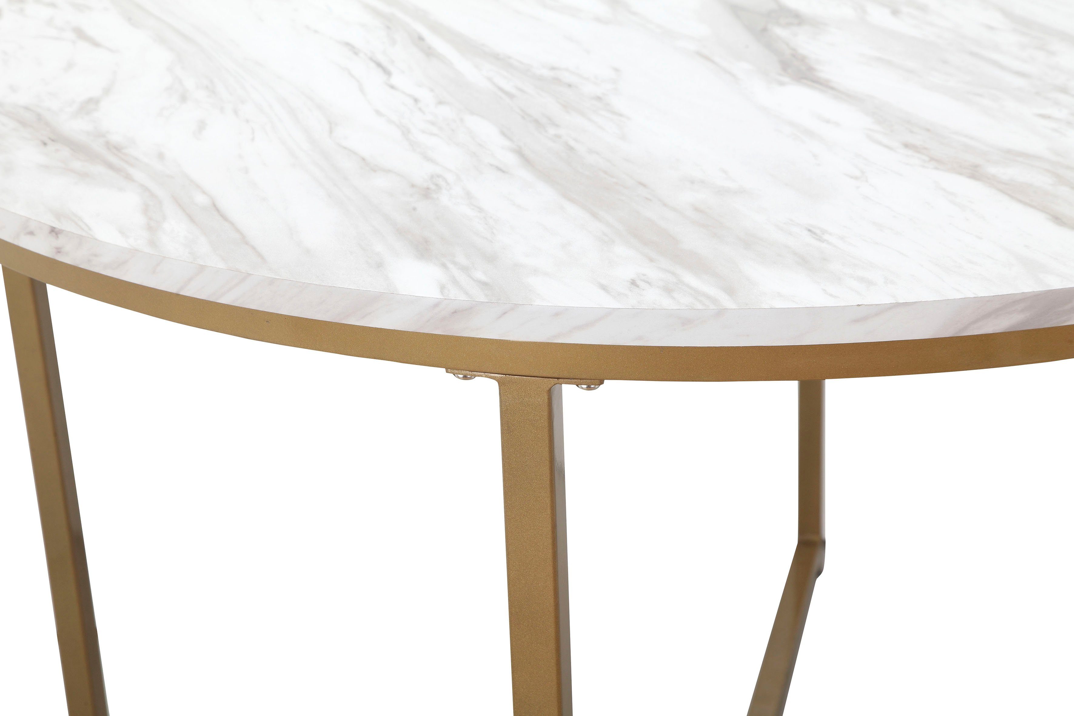 Leonique Eettafel Gondat met tafelblad in marmer-look, onderstel van metaal goudkleurig, hoogte 76 cm (1 stuk)