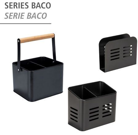 WENKO Organizer Model Baco robuust, poedergecoat zwart metaal