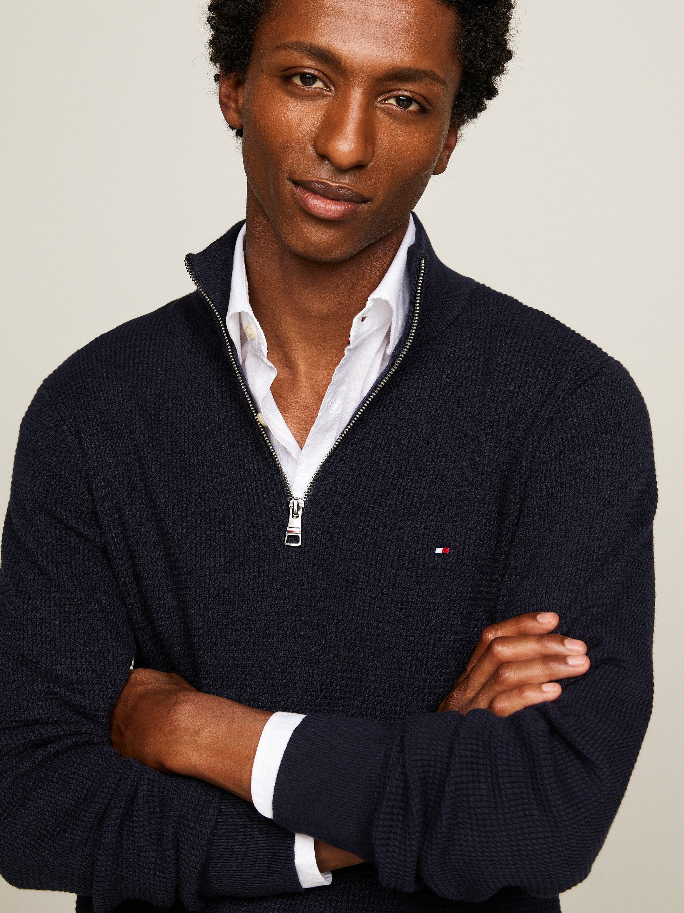 TOMMY HILFIGER Heren Truien & Vesten Refined Structure Zi Blauw