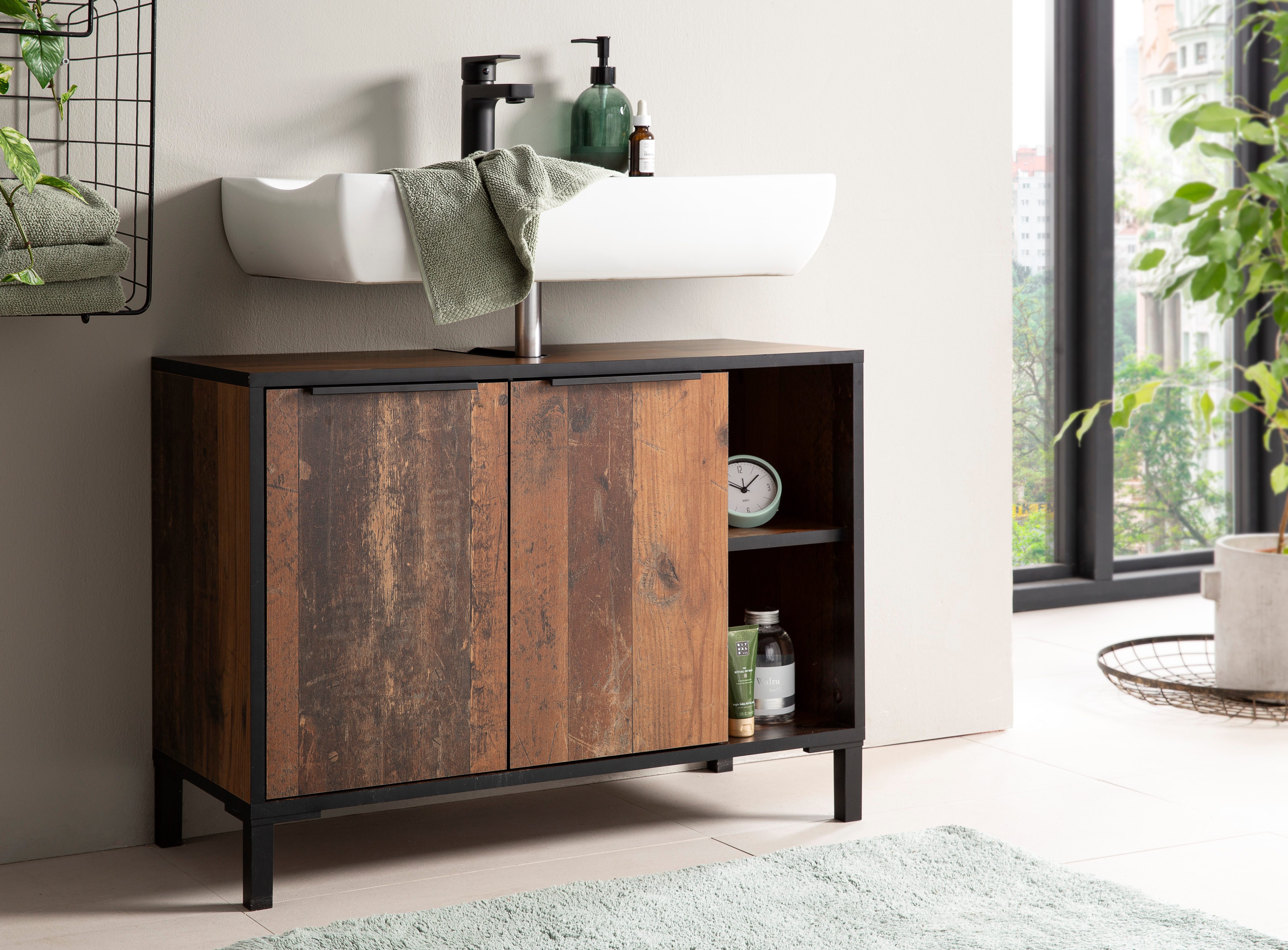 Schildmeyer Wastafelonderkast Jaap, 79 cm In old style dark decor, met softclose-scharnieren