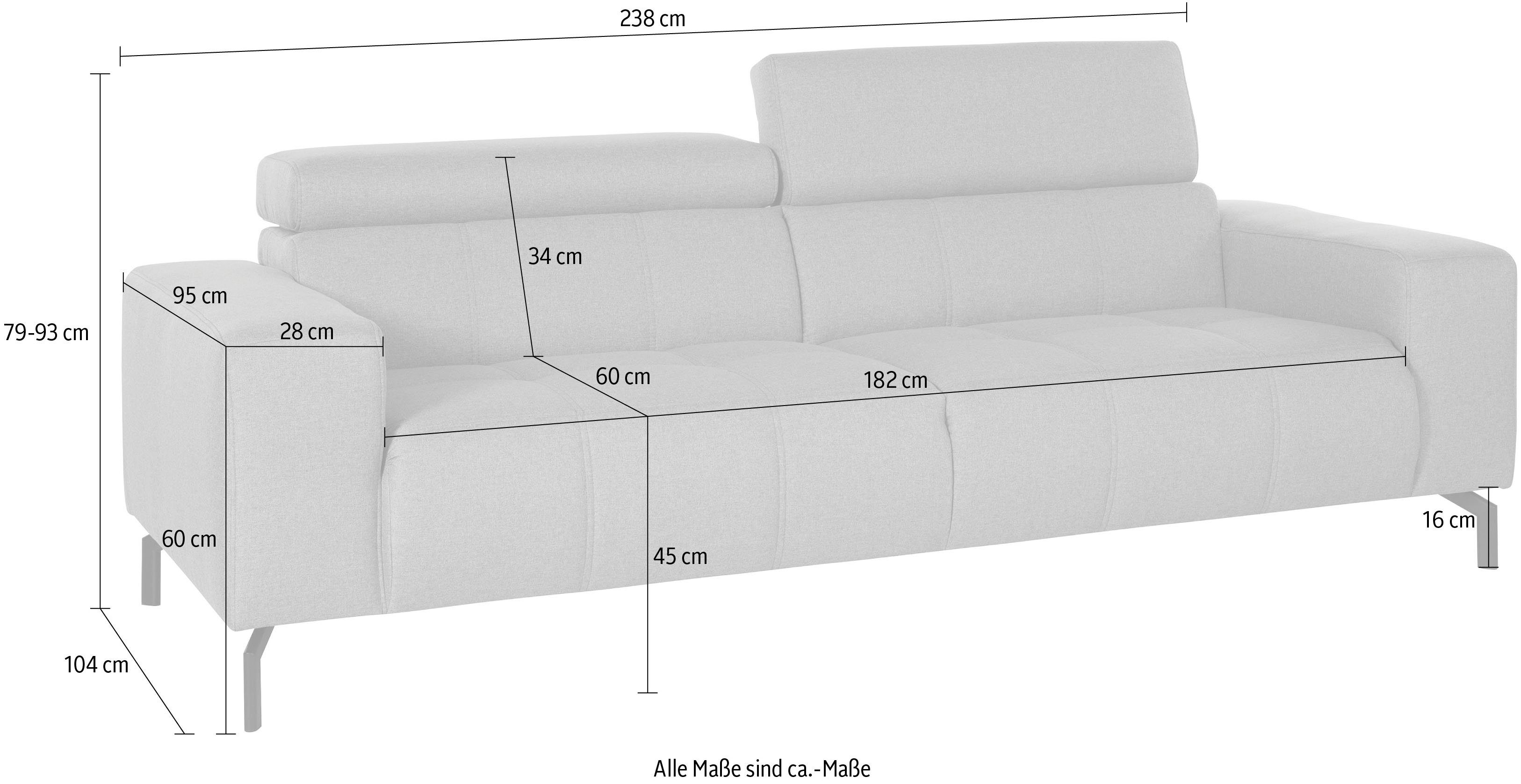 DOMO collection 2,5-zitsbank Cunelli tijdloos en elegant, moderne zitnaden als designelement,