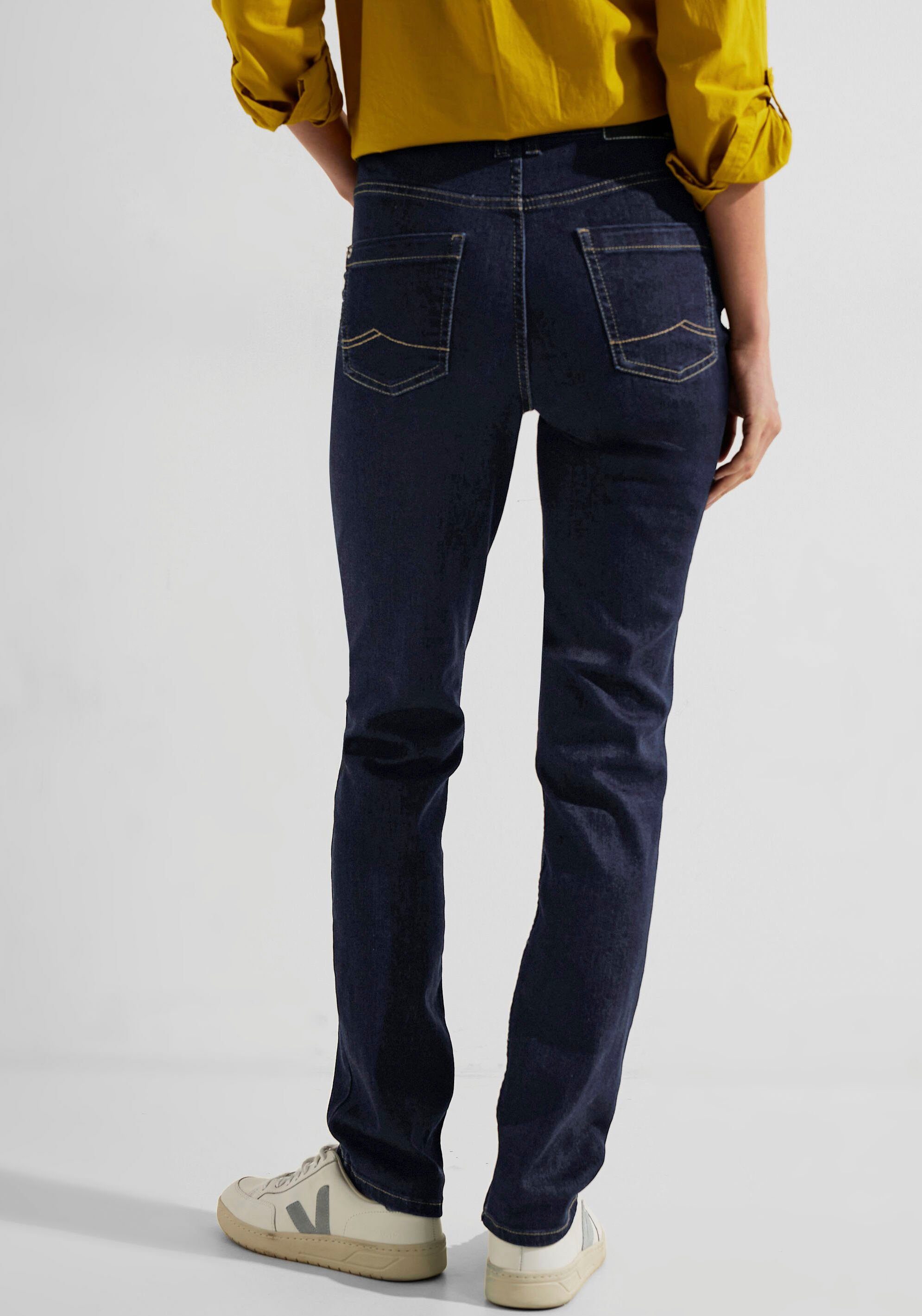 Cecil Slim fit jeans met donkerblauwe wassing