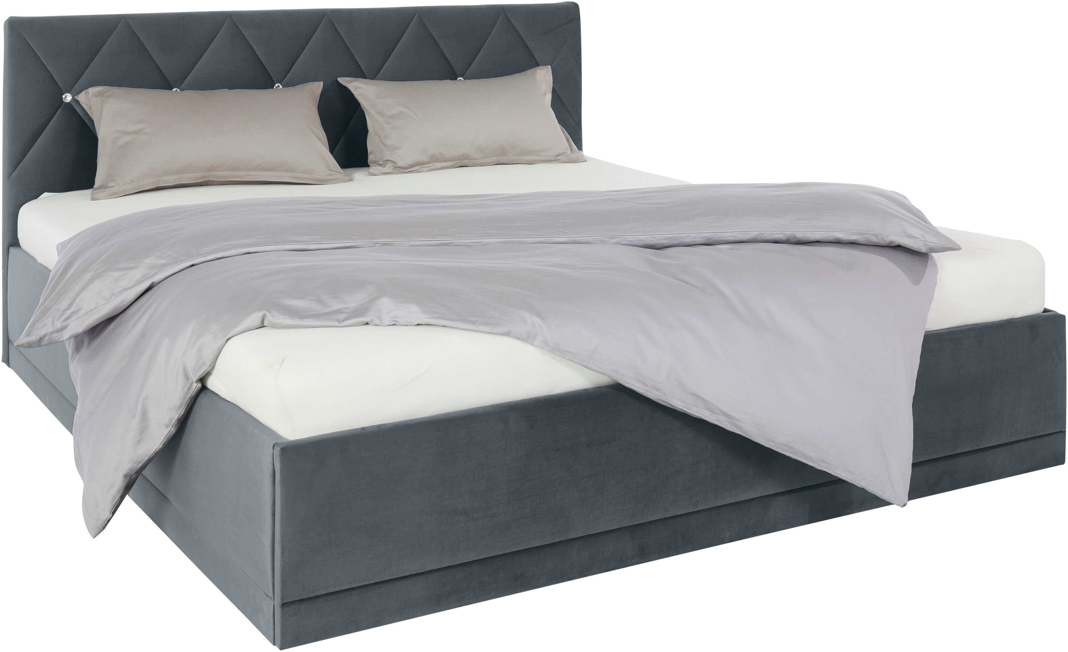 Westfalia Polsterbetten Gestoffeerd bed ADAMAS ook met bedlade, knoopdetails met stras