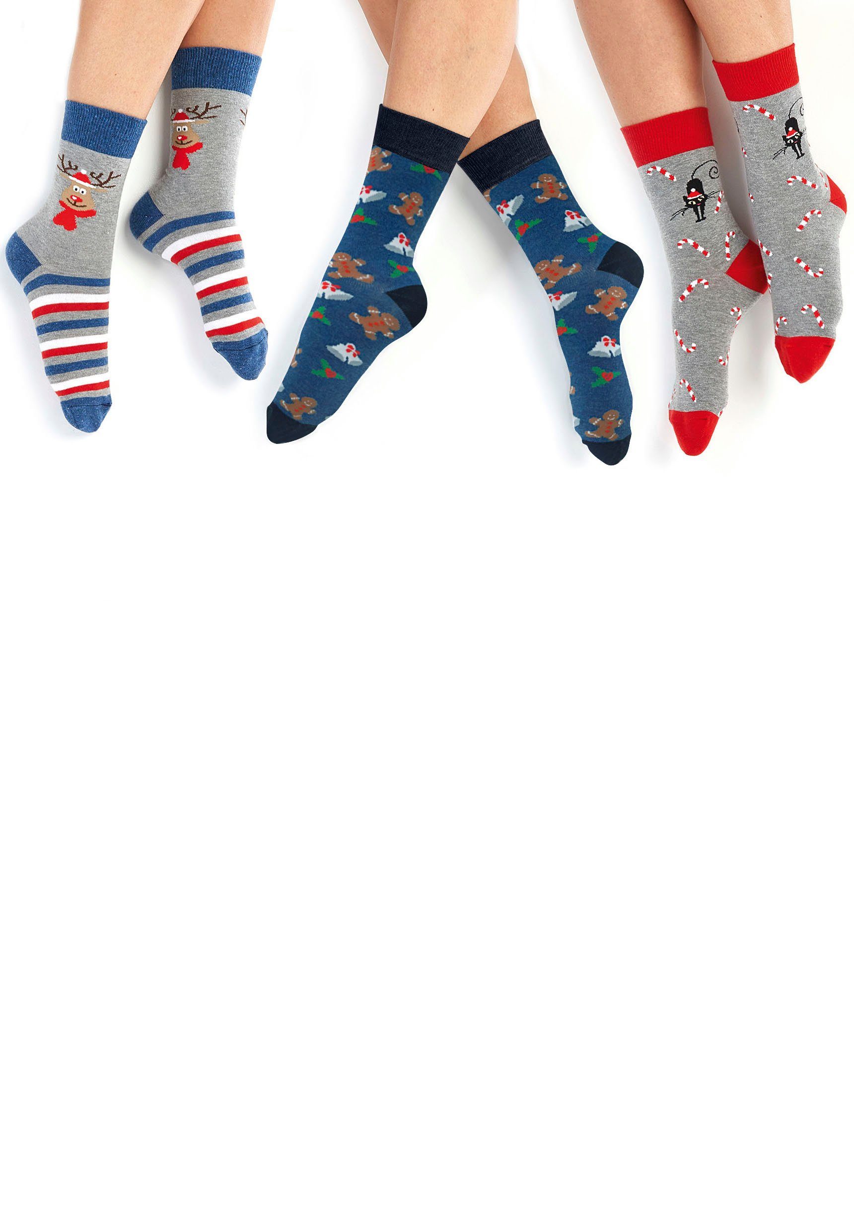 H.I.S Sokken met kerstdesign (set, 3 paar)