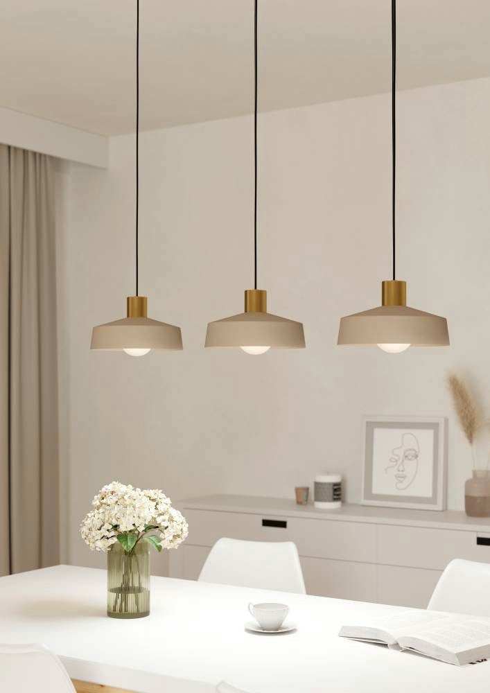EGLO Hanglamp VALDIOLA Plafondlamp, metaal in zandkleur en geborsteld messing, E27 fitting (1 stuk)