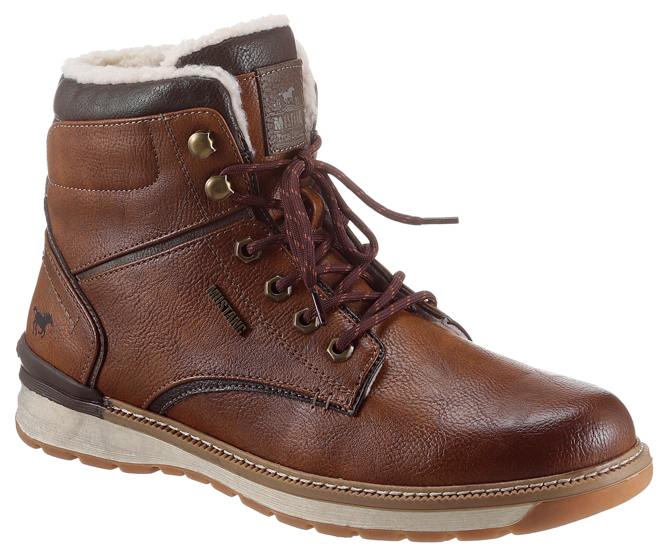 Mustang Shoes Winterlaarzen casual mode, veterschoenen, winterlaarzen met oogjes en logo-patch