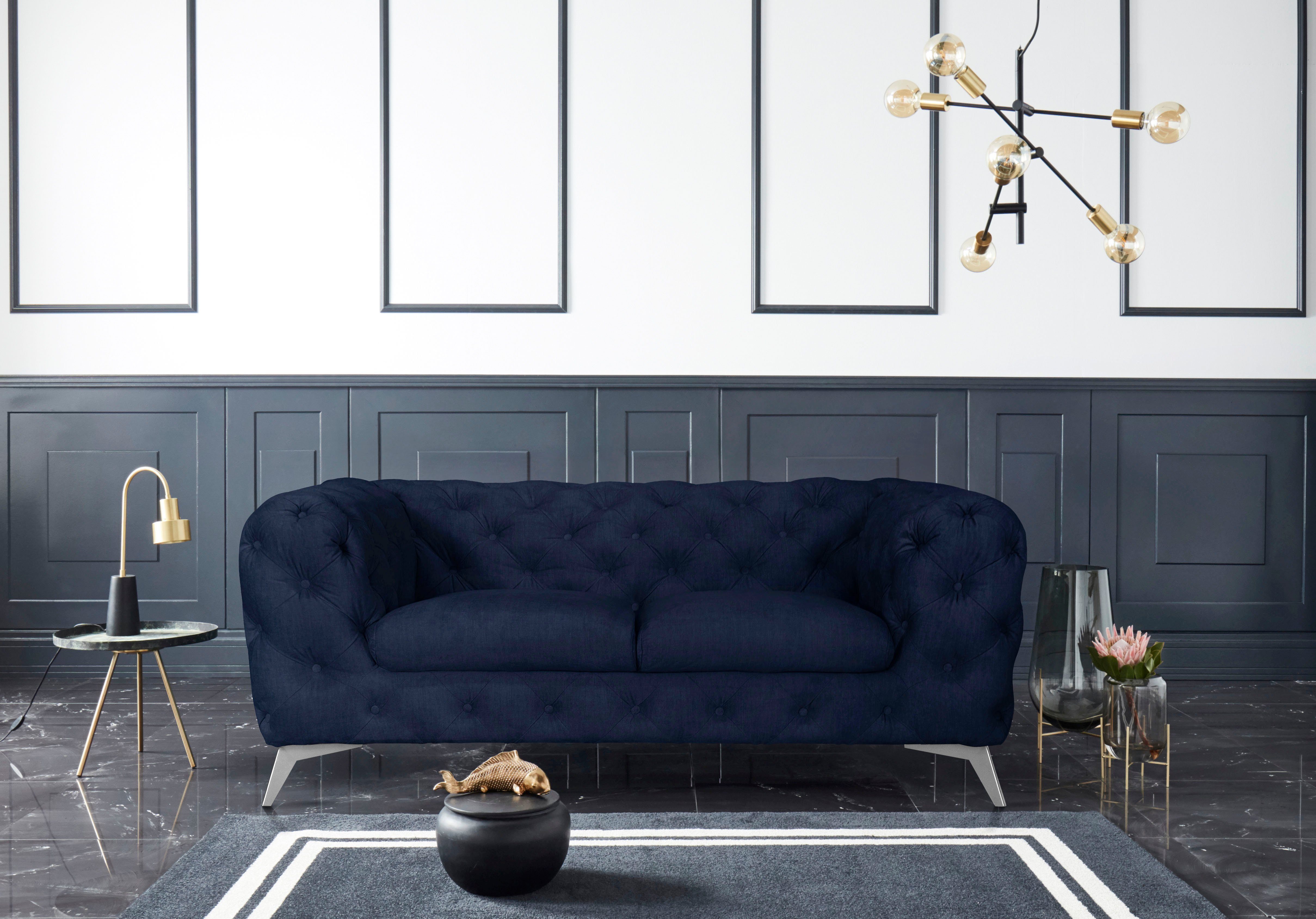 Leonique Chesterfield-bank Glynis luxueuze capitonnage, moderne chesterfield look, kleur van de poten ter keuze