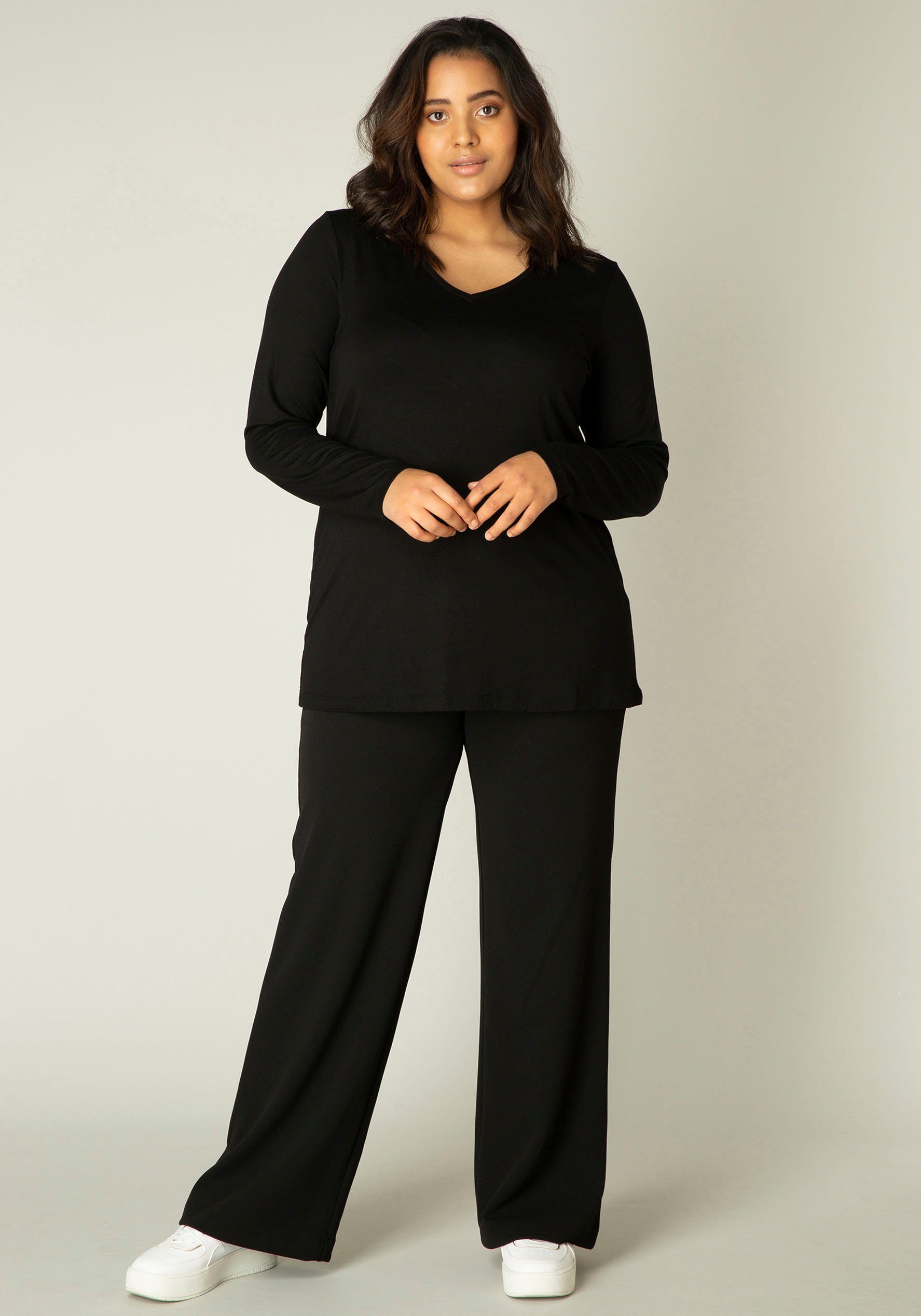 Base Level Curvy Shirt met lange mouwen Alize Zachte licht glanzende kwaliteit