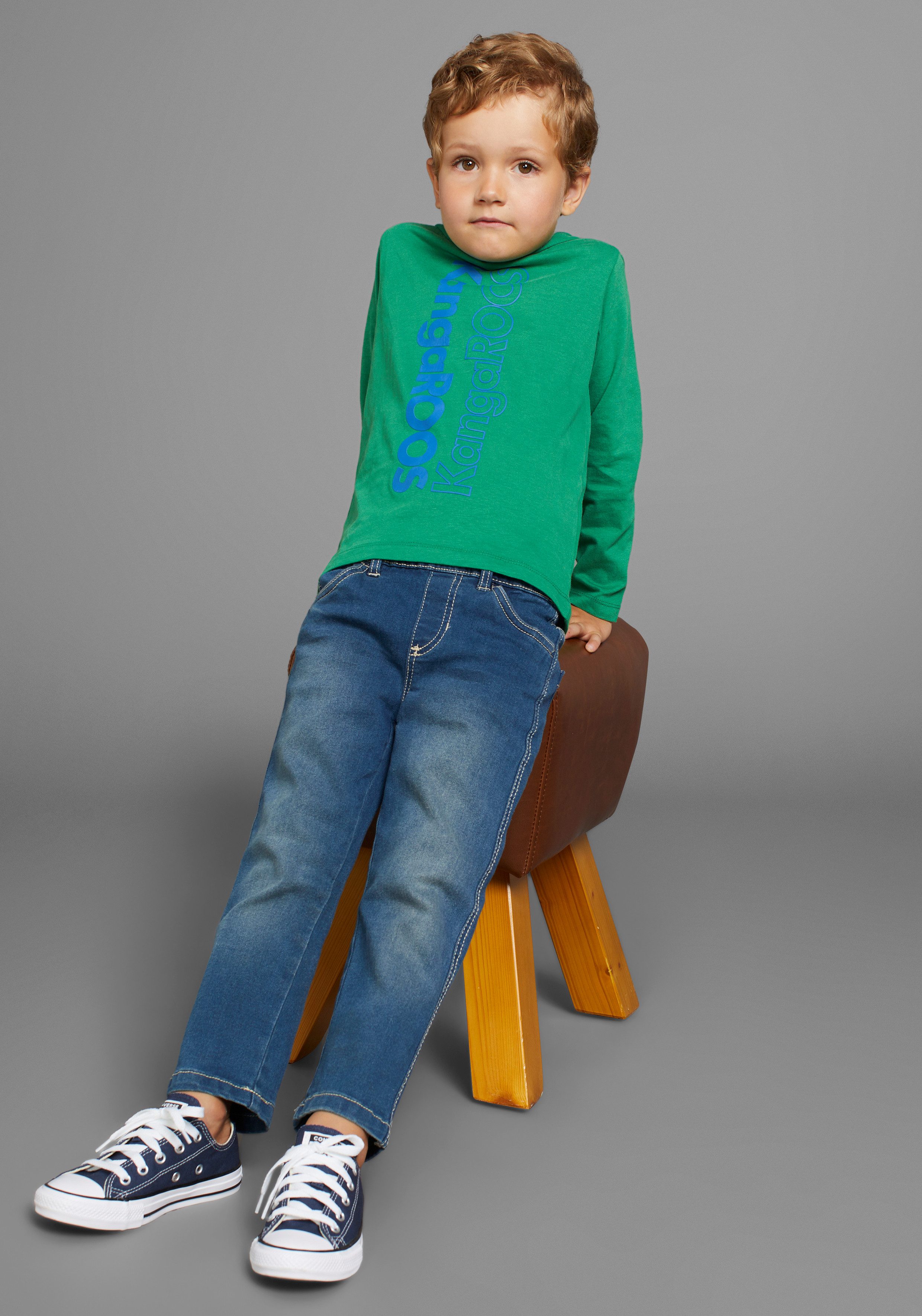 KangaROOS Capuchonshirt Kleine jongens Lange mouwen, basic pasvorm, bedrukt, van 100% katoen