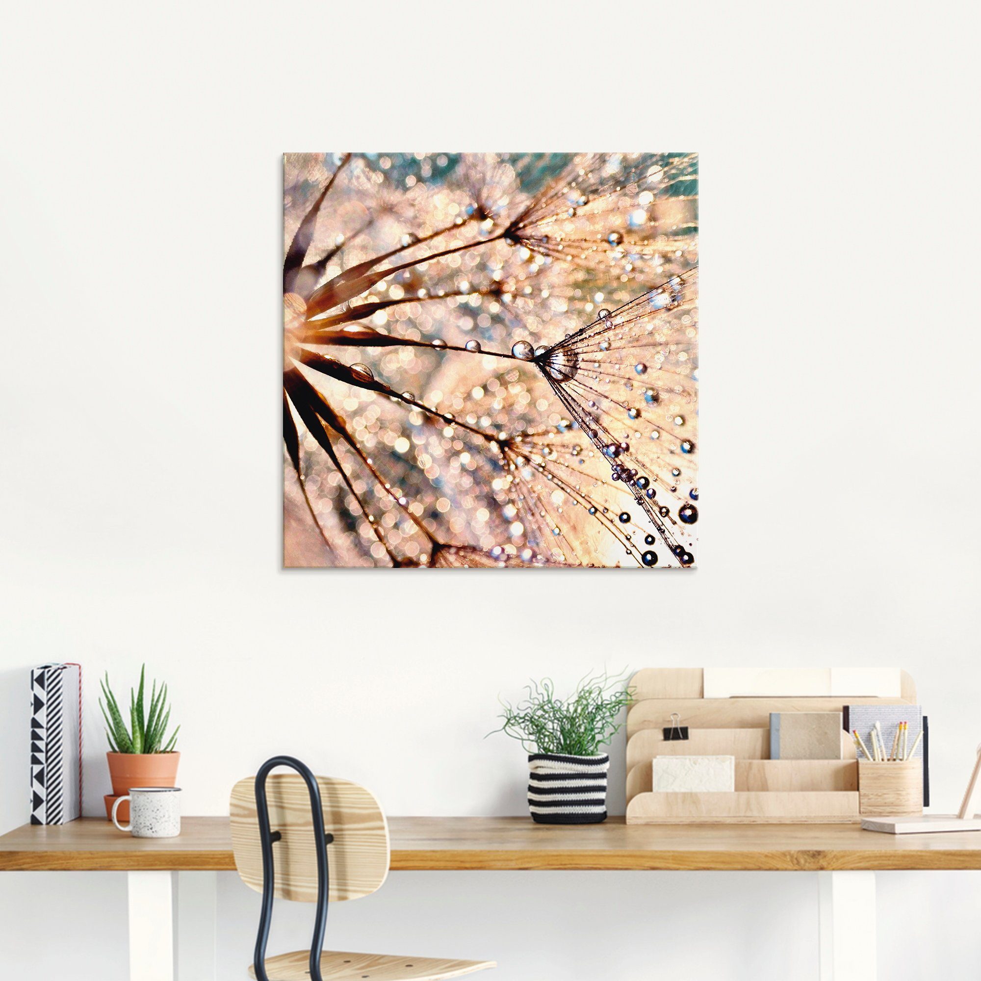Artland Print op glas Pluizenbol - Kisses from rain