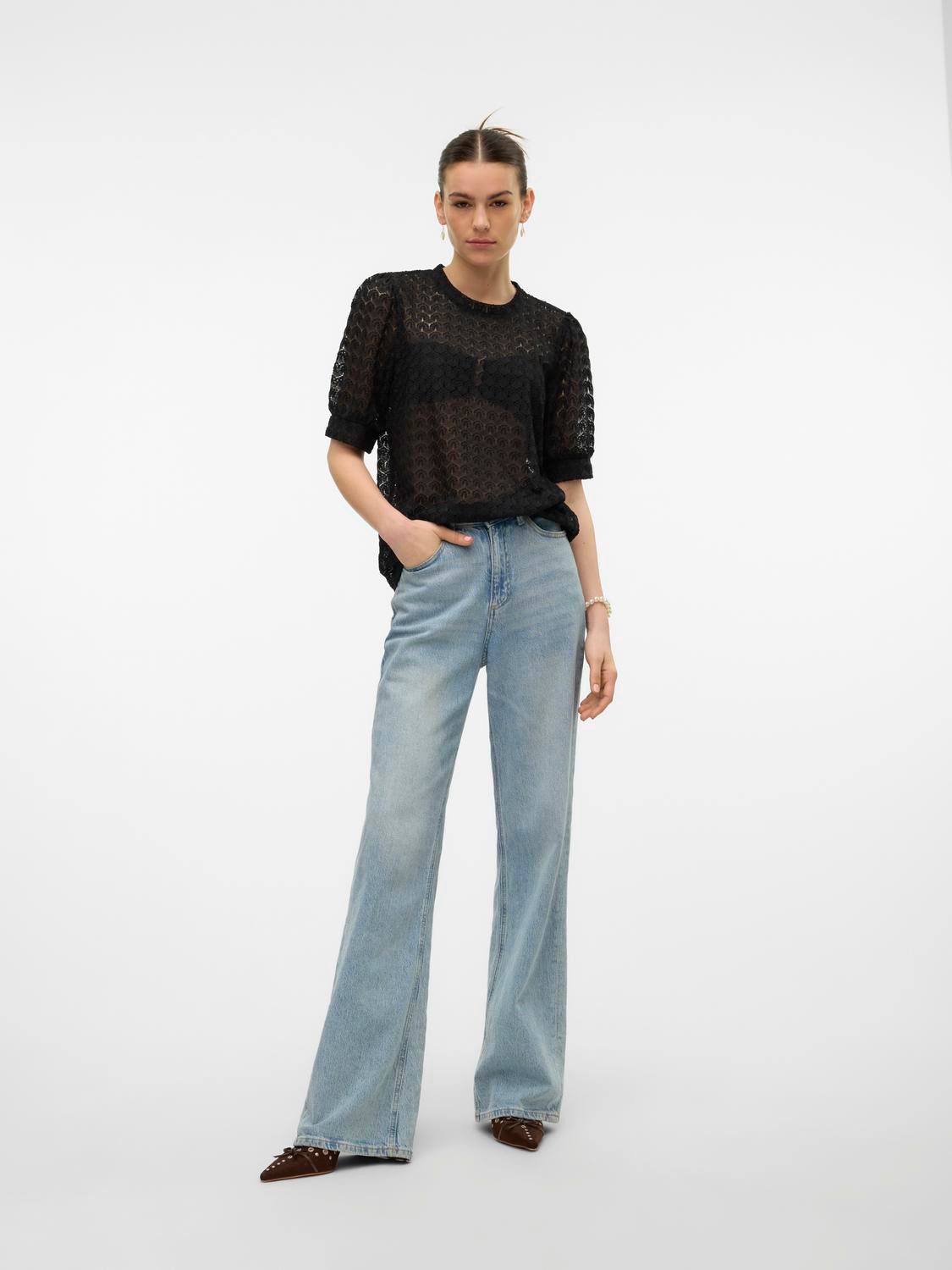 Vero Moda Shirt VMBECCA LACE SS O-NECK TOP JRS GA NOOS