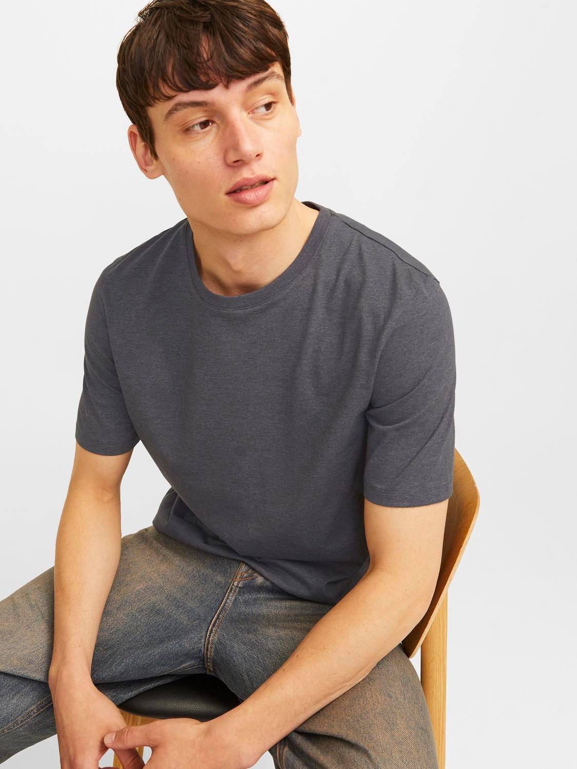 Jack & Jones Shirt met ronde hals JJEORGANIC MELANGE TEE SS O-NECK NOOS