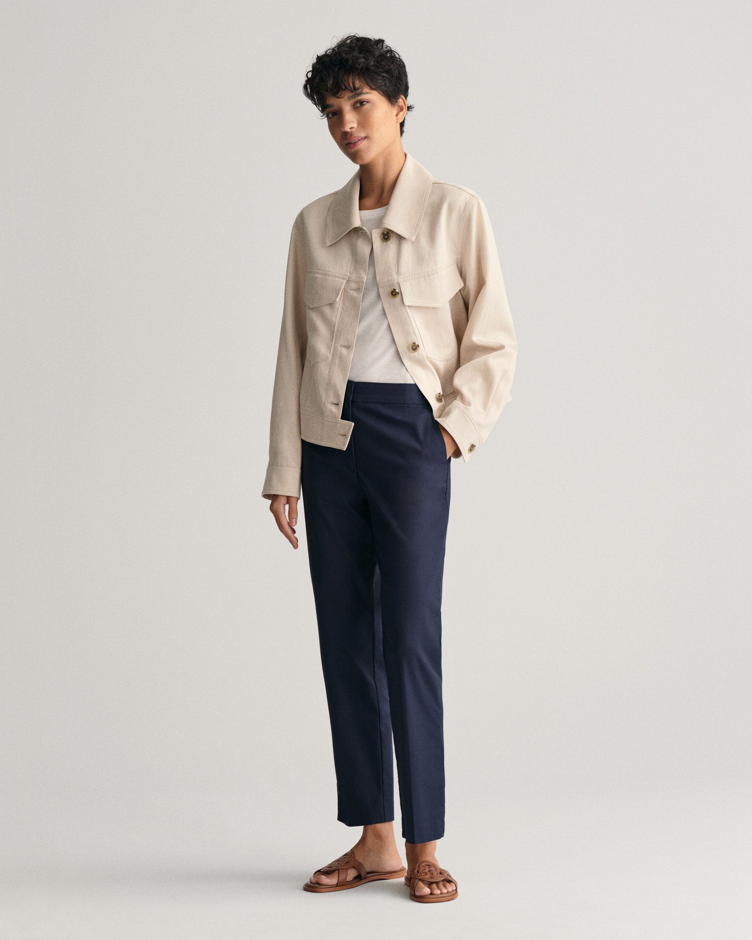 Gant Stoffen broek SLIM SLACK met plooien aan voor- en achterkant
