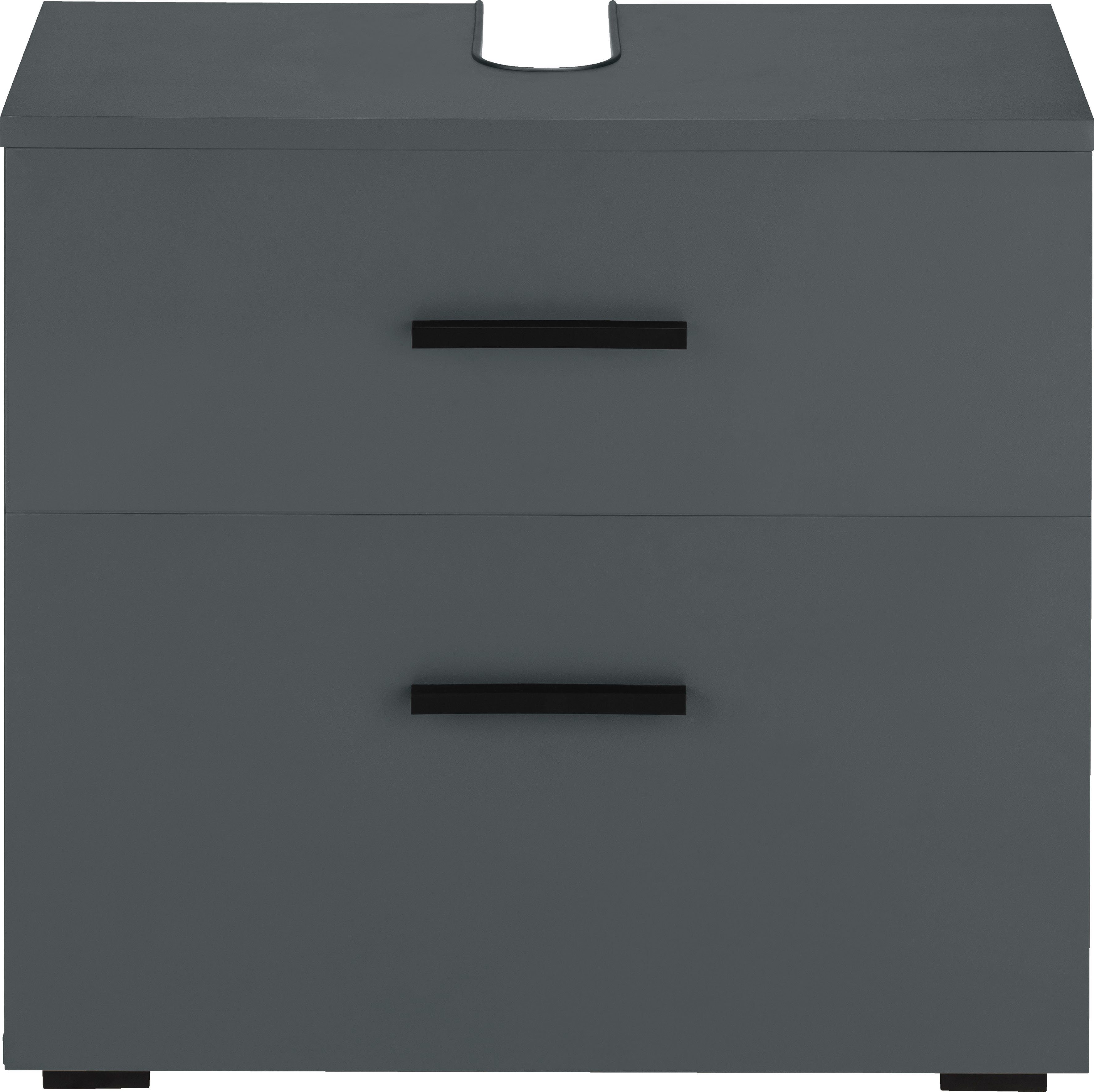 INOSIGN Wastafelonderkast Skara met klep en lade, zwarte grepen, breedte 60 cm, hoogte 55 cm