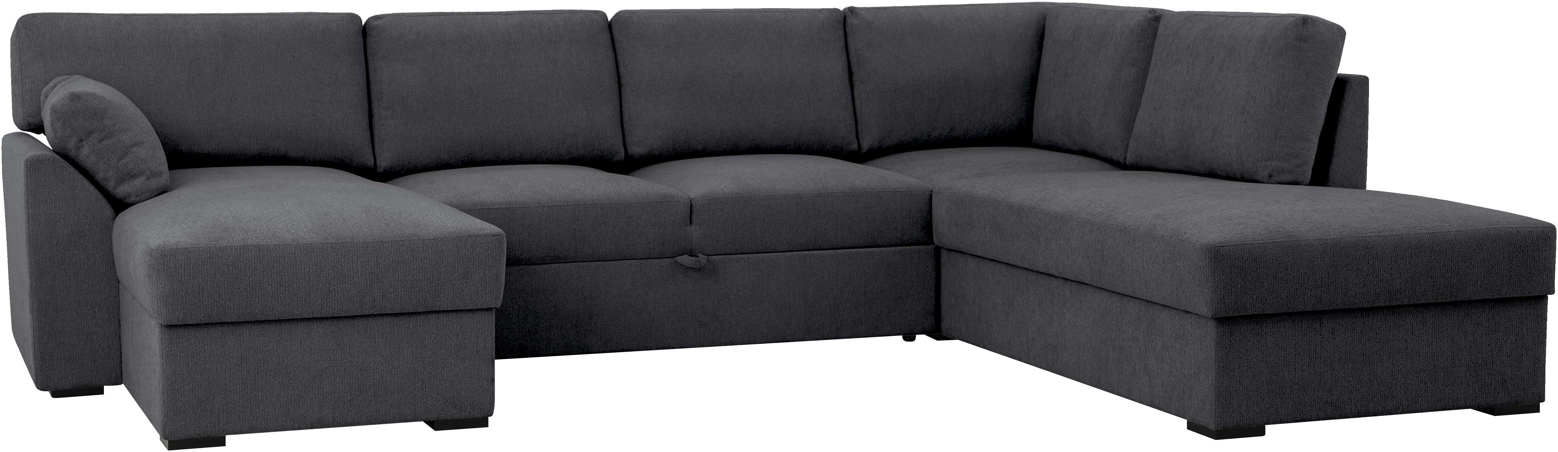 Home affaire Zithoek Citry Breedte 309 cm, chenille, bedfunctie, bedlade, U-vorm