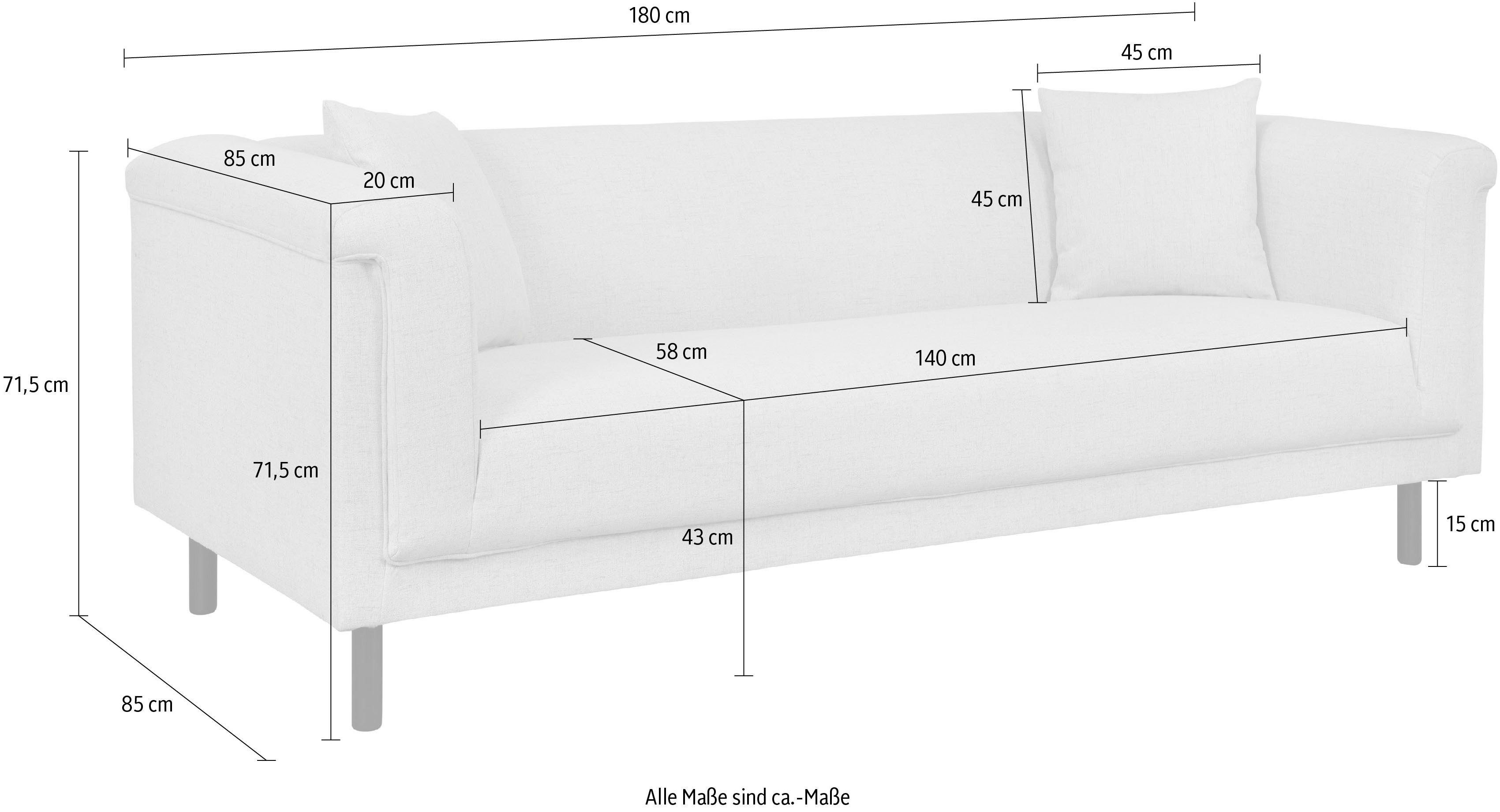 INOSIGN 2-zitsbank AGNIA BxDxH: 180x85x71 cm incl. sierkussens, ook in cord en bouclé