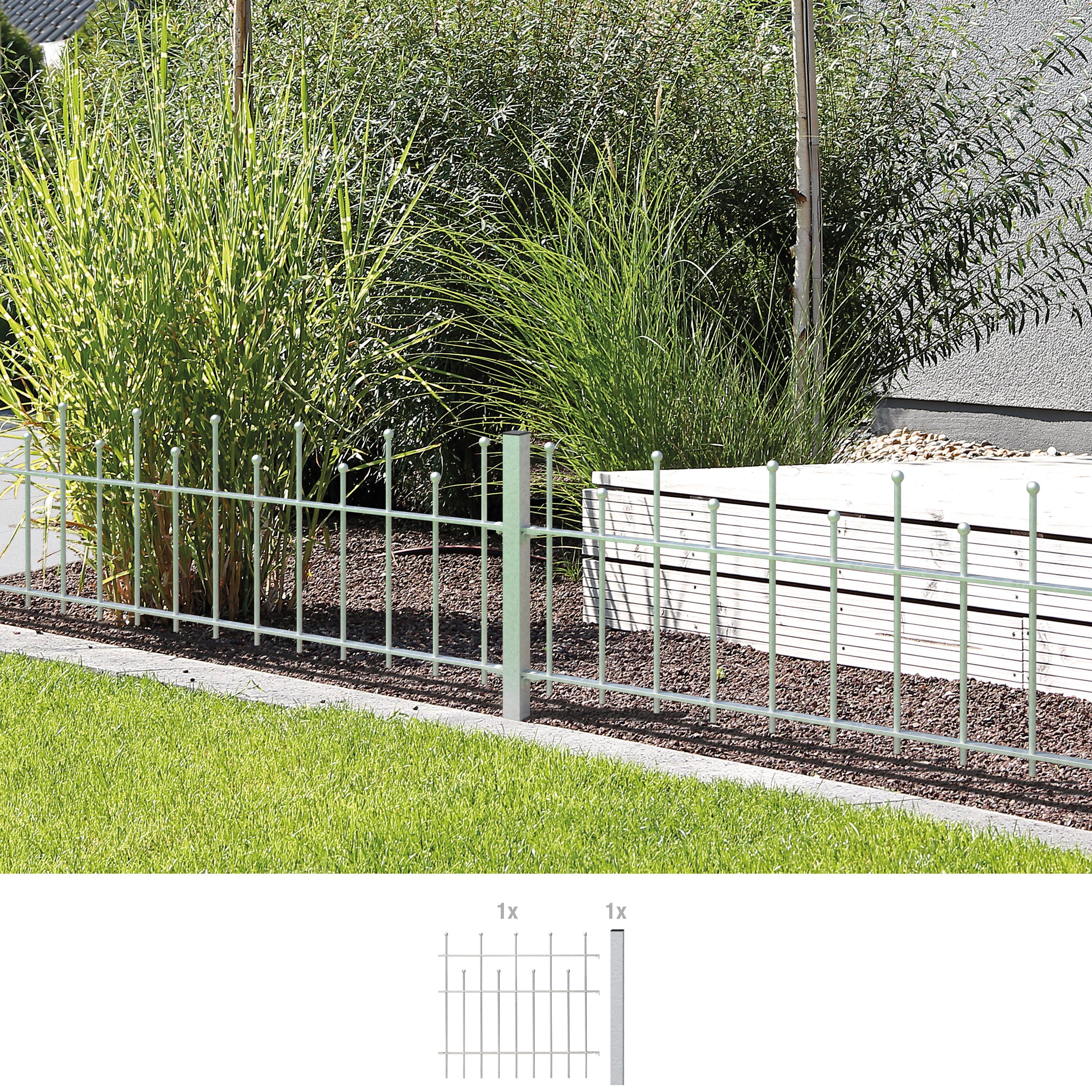 GAH Alberts Metalen hek Uitbreidingsset Madrid Hoogte: 49,5, 73,5 en 98,5 cm, breedte: 200 cm, om in beton te verankeren