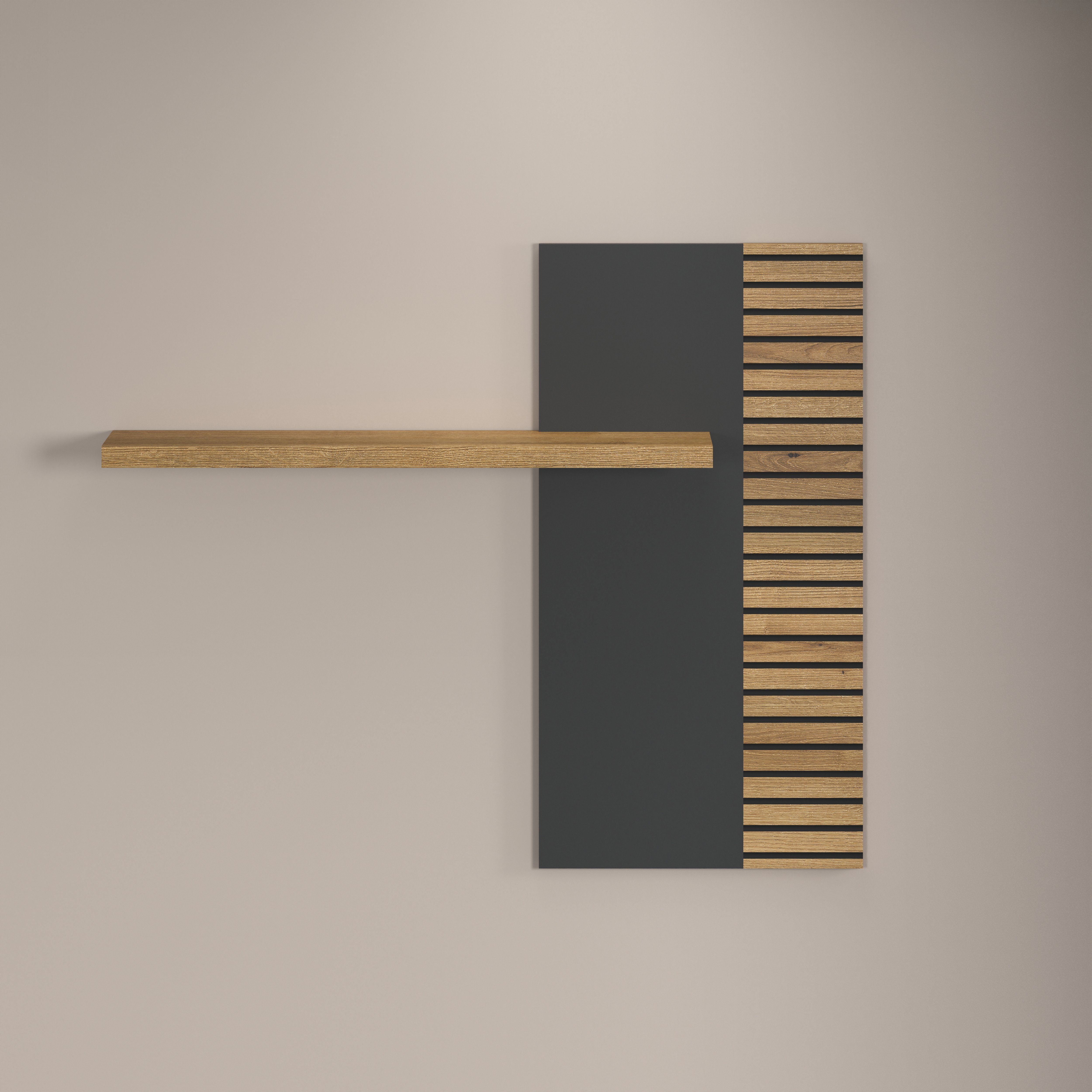 inosign wandplank norris zwevende plank met paneel (1 stuk) zwart