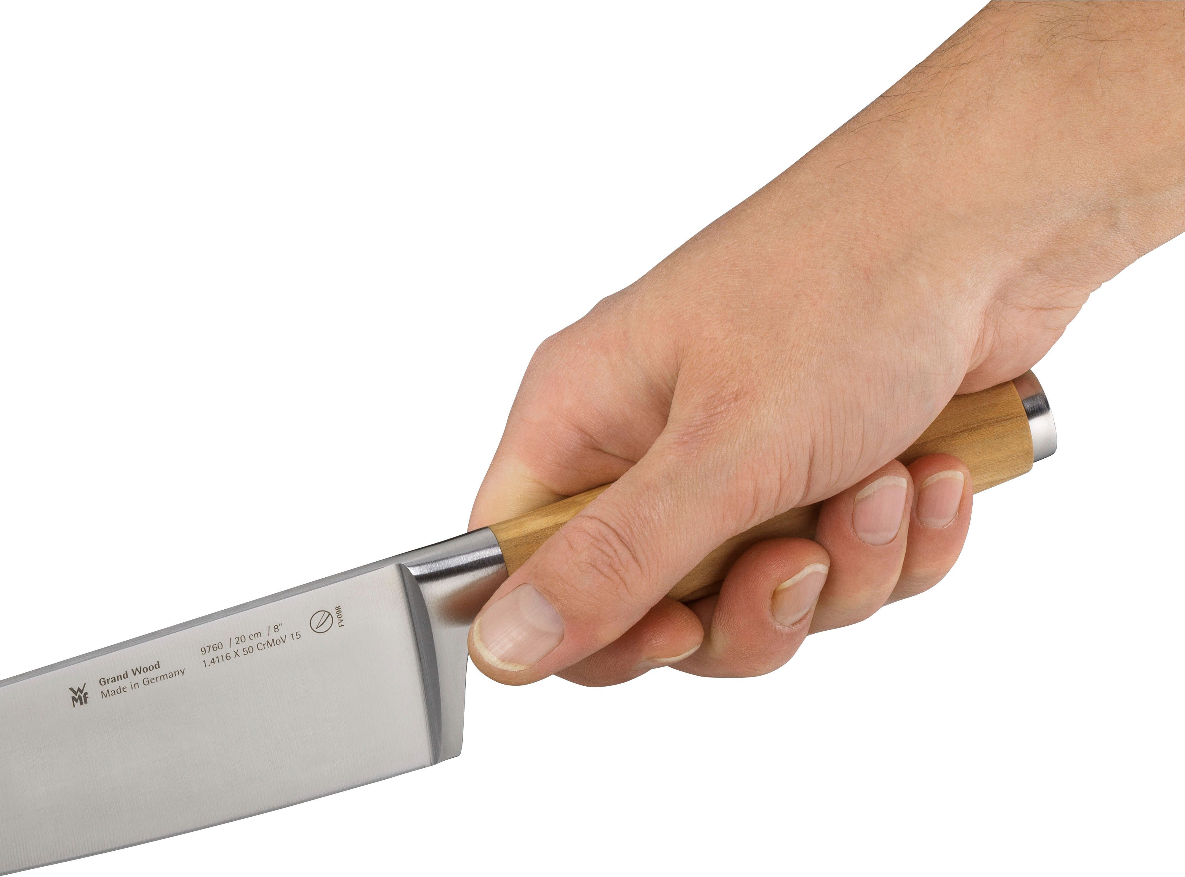WMF Messenblok Grand Wood 6-delig, olijfhouten handvaten, speciaal snijstaal, perfect uitgebalanceerd (set, 6-delig)