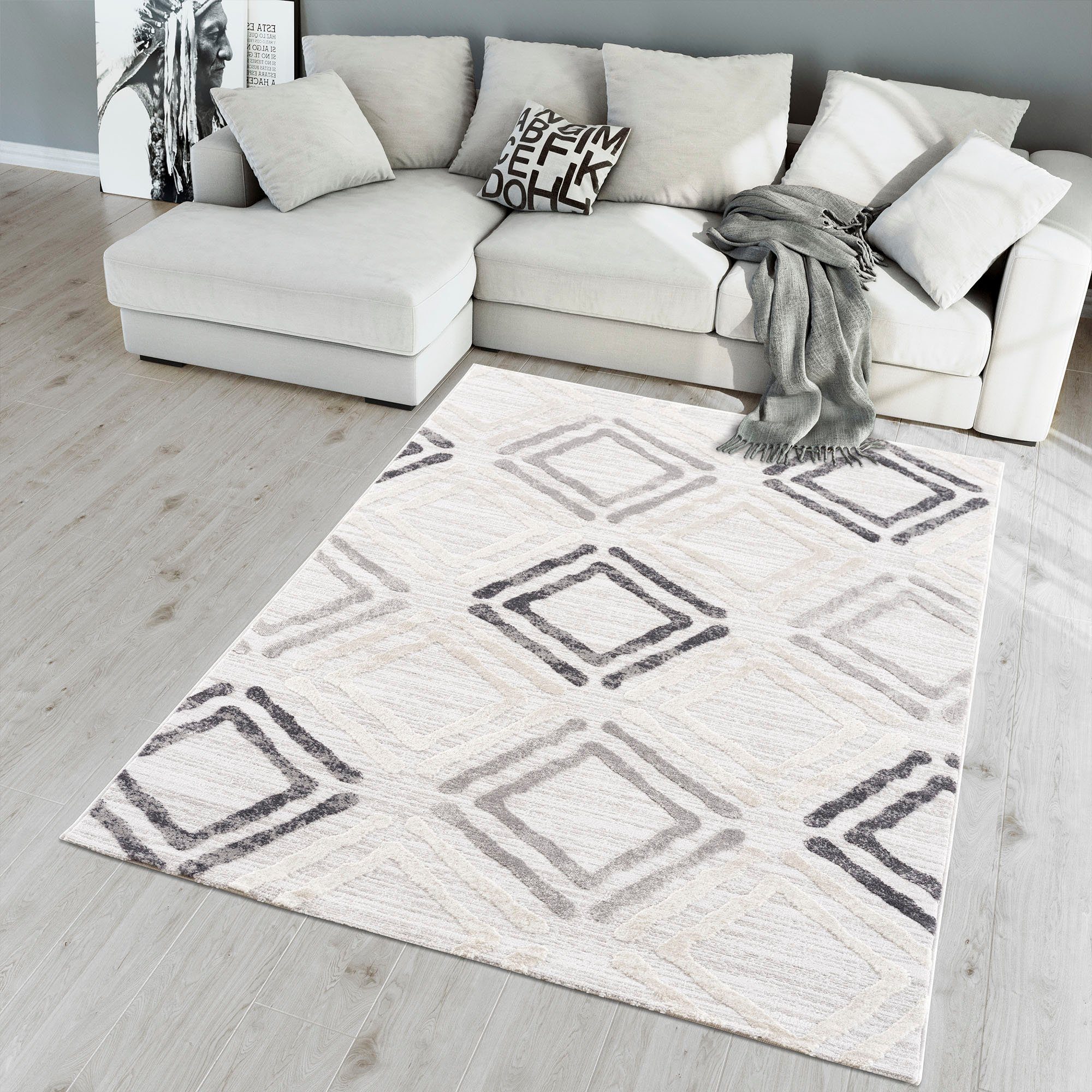 SANAT HALI Vloerkleed Evra 7005 Woonkamer, korte pool, modern