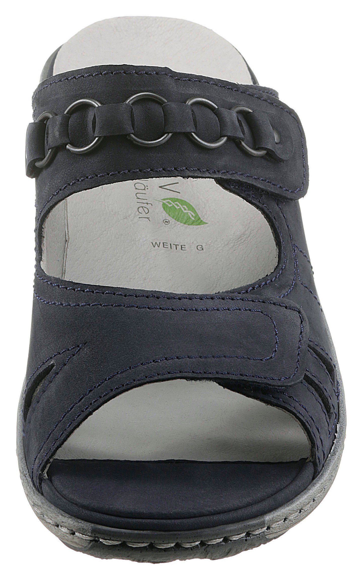 Waldläufer Slippers Garda , sleehak, zomerschoen, pantoffels met juwelenapplicatie, wijdte g