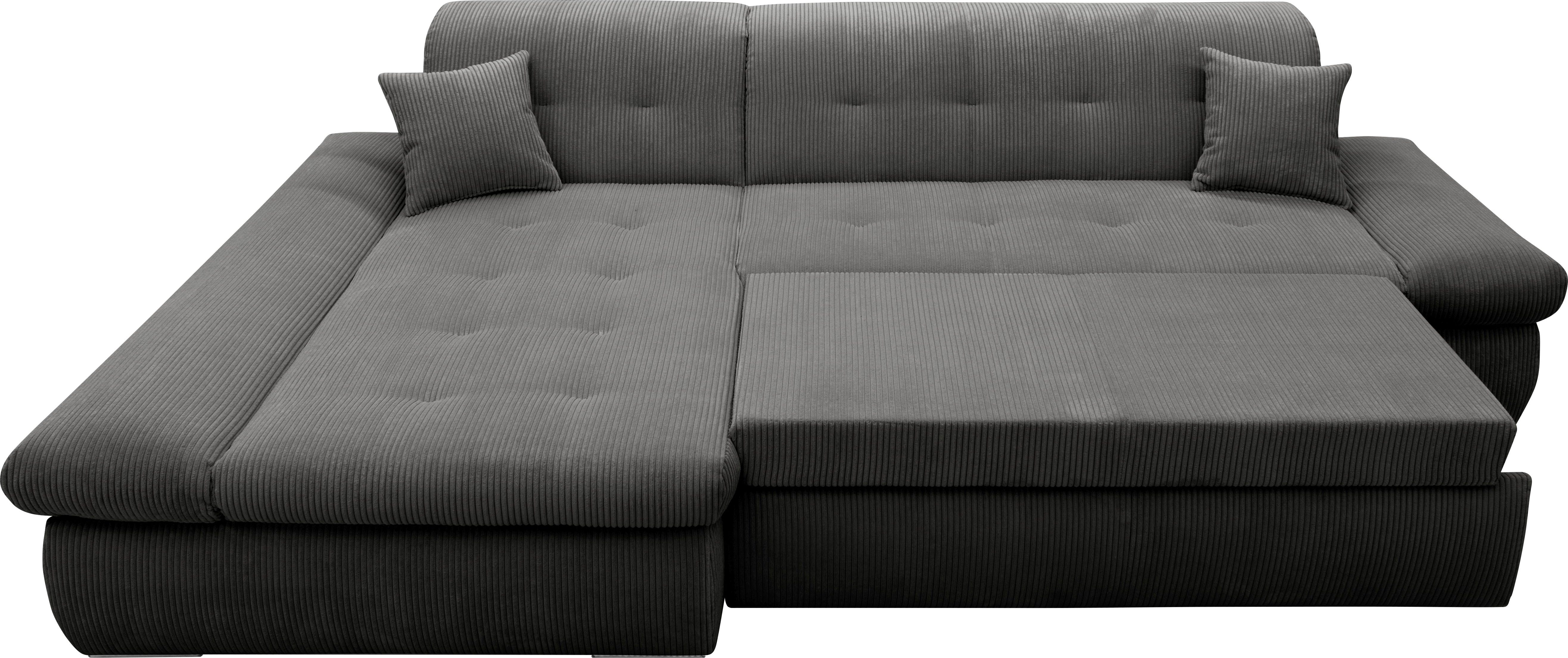 DOMO collection Hoekbank Moric bxdxh 300x172x80 cm, ook in cord, L-model XXL-formaat, optioneel ook met slaapbank functie en verstelling armleuning,