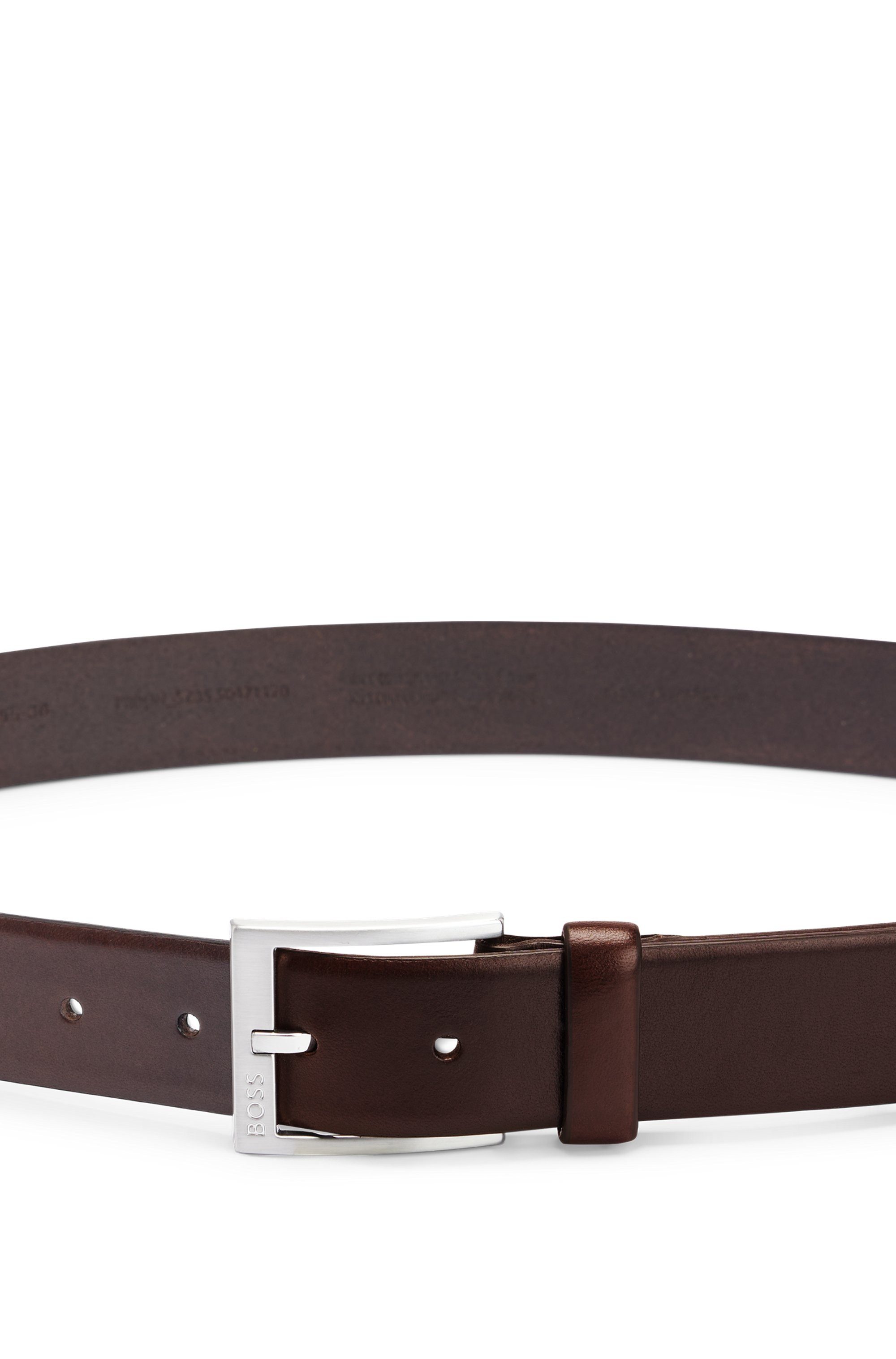 Boss Leren riem met vierkante sluiting en gegraveerd logo