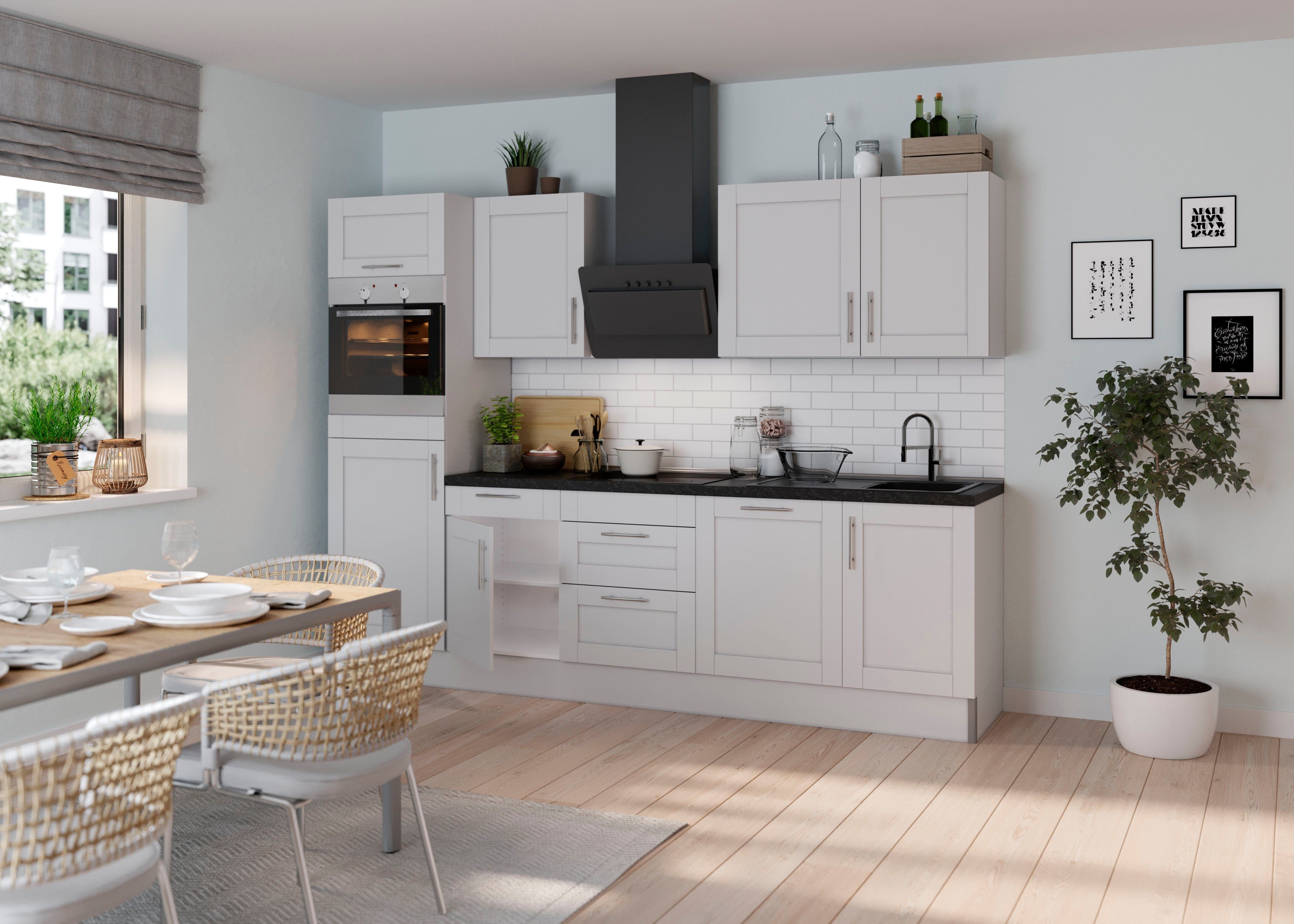 Kochstation Keuken KS-Ahus Breedte 280 cm, naar keuze met elektrische apparaten, softclose functie, MDF fronten