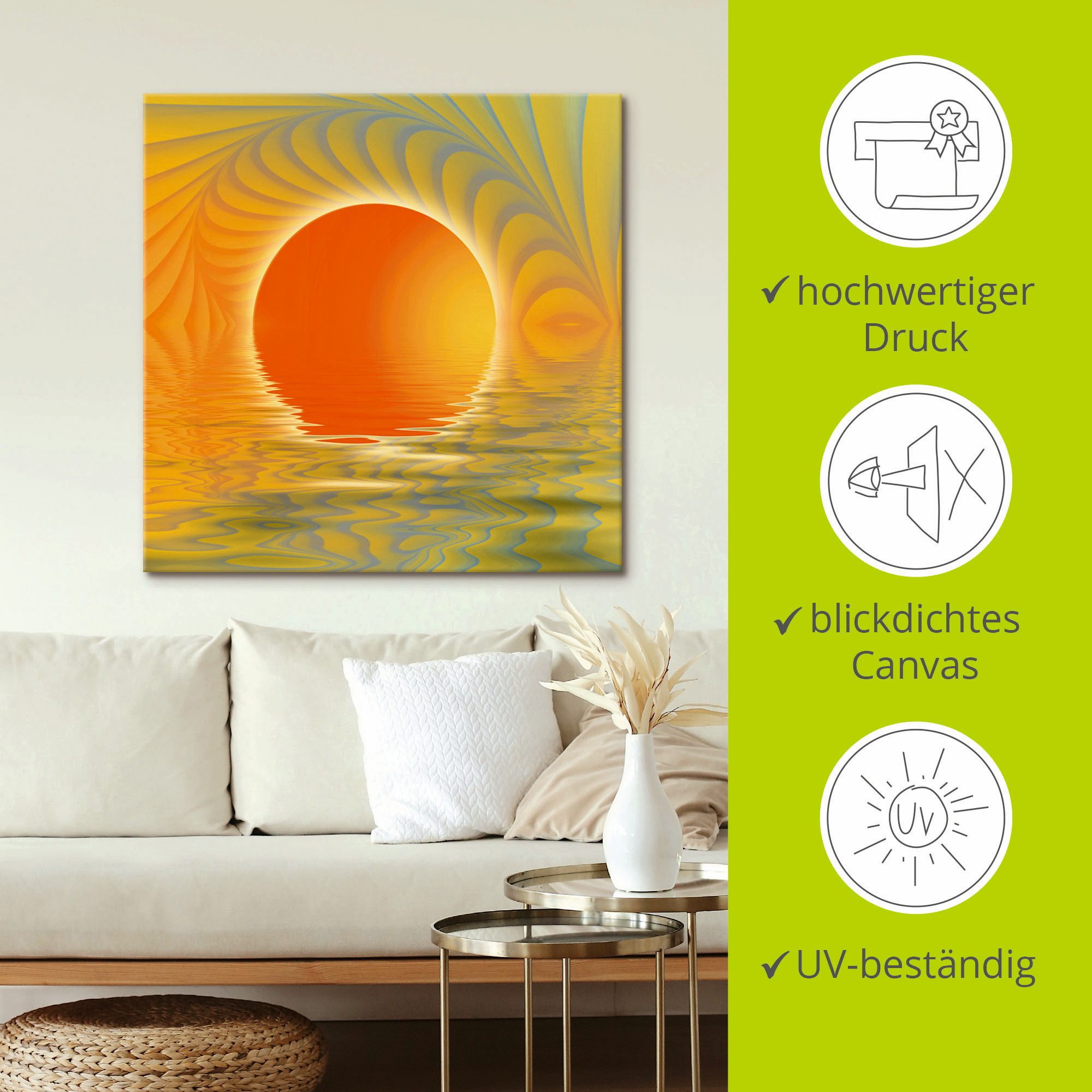 Artland Artprint Abstracte zonsondergang als artprint op linnen, poster in verschillende formaten maten