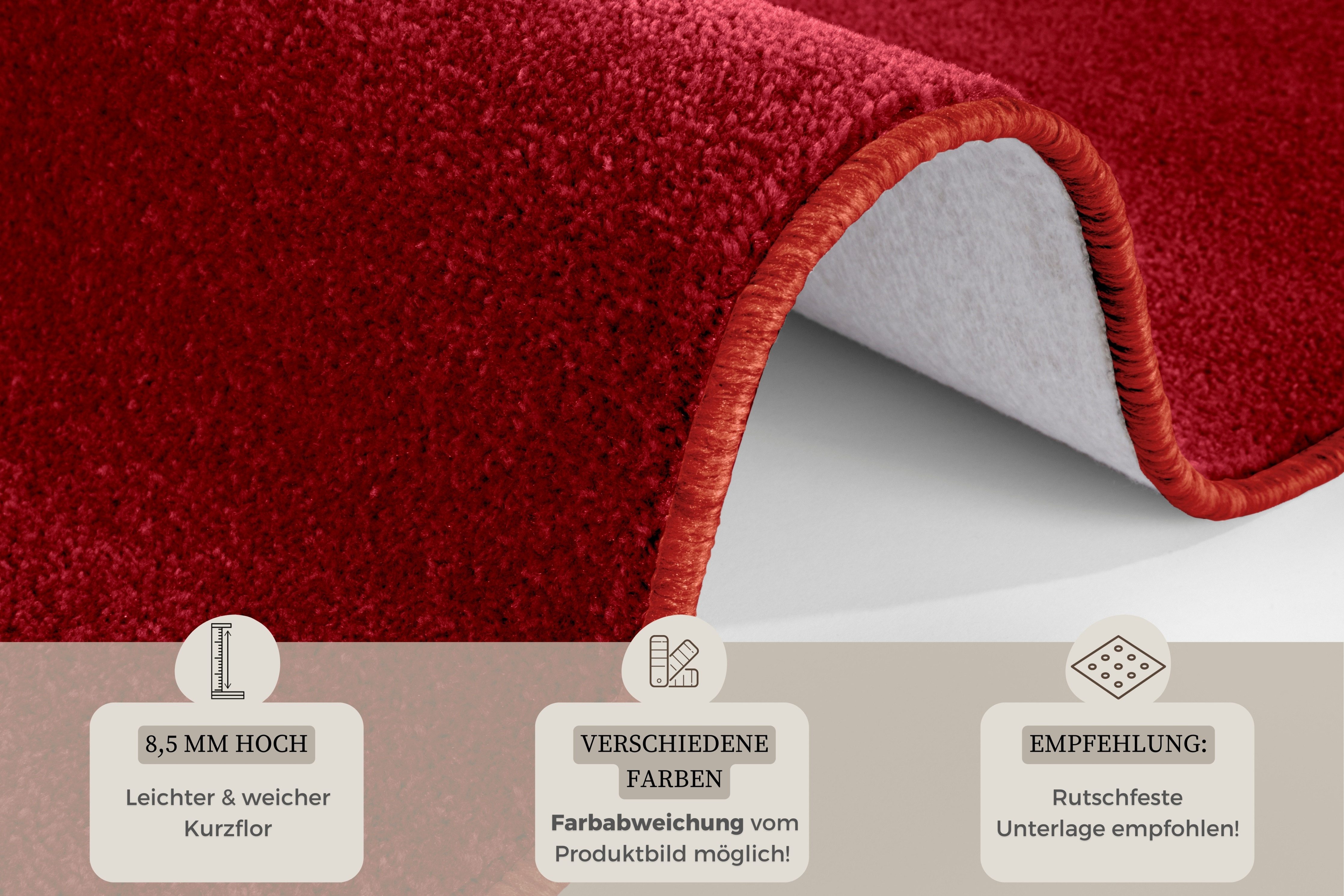 HANSE Home Vloerkleed Shashi Kortpolig, effen kleuren, loper, zacht, eetkamer, kinderkamer, gang