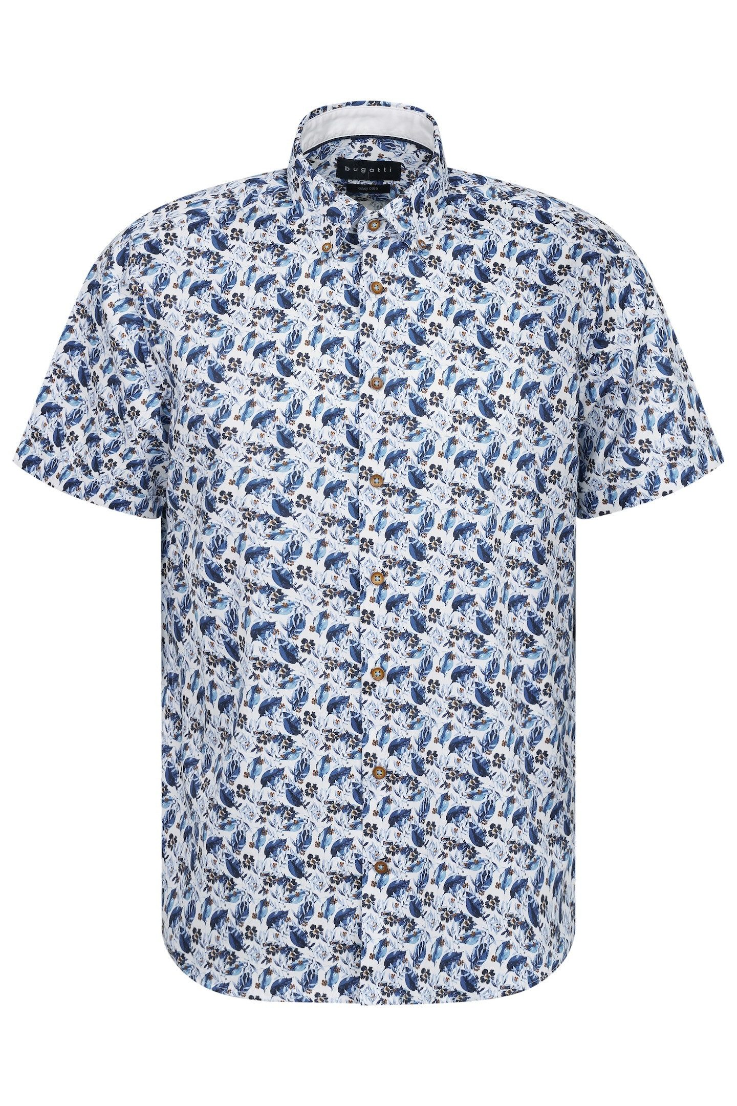 Bugatti Overhemd met korte mouwen van satin-twill