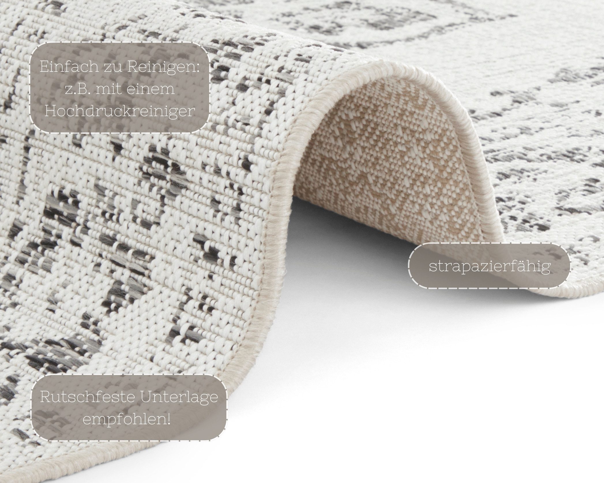 NORTHRUGS Vloerkleed Tilos In- & outdoor, korte pool, oriëntaals, vintage, woonkamer, tuin