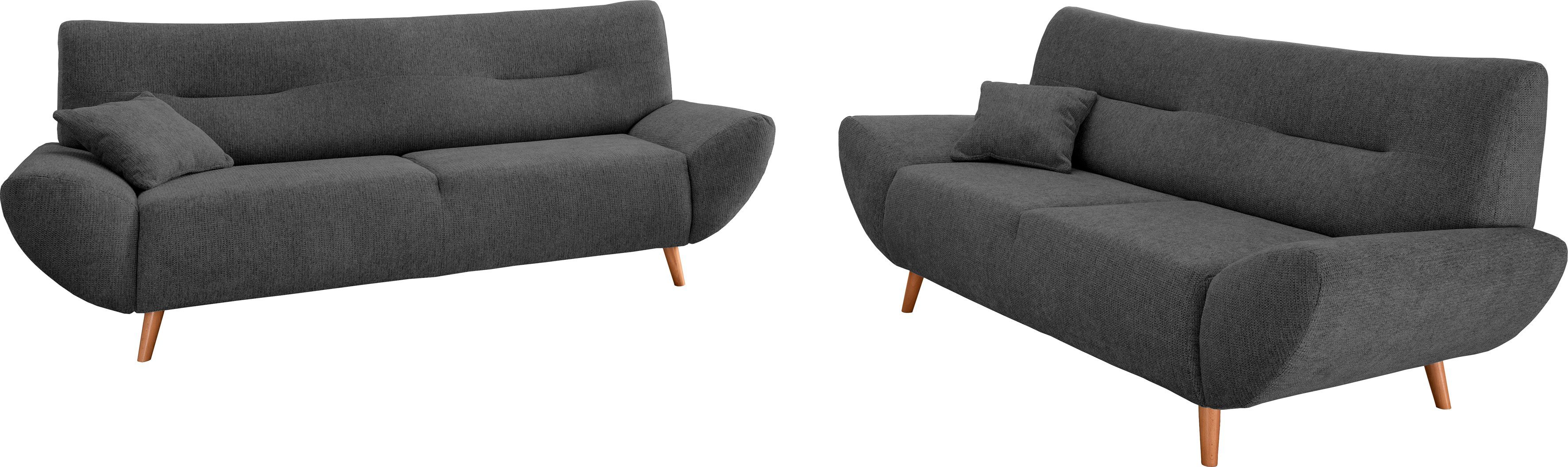 INOSIGN Zithoek Drago, modern en tijdloos, actuele vormtaal, comfortabel leverbaar als fauteuil/hoekbank, diverse stoffen, incl. 2 sierkussens (set, 2-delig)