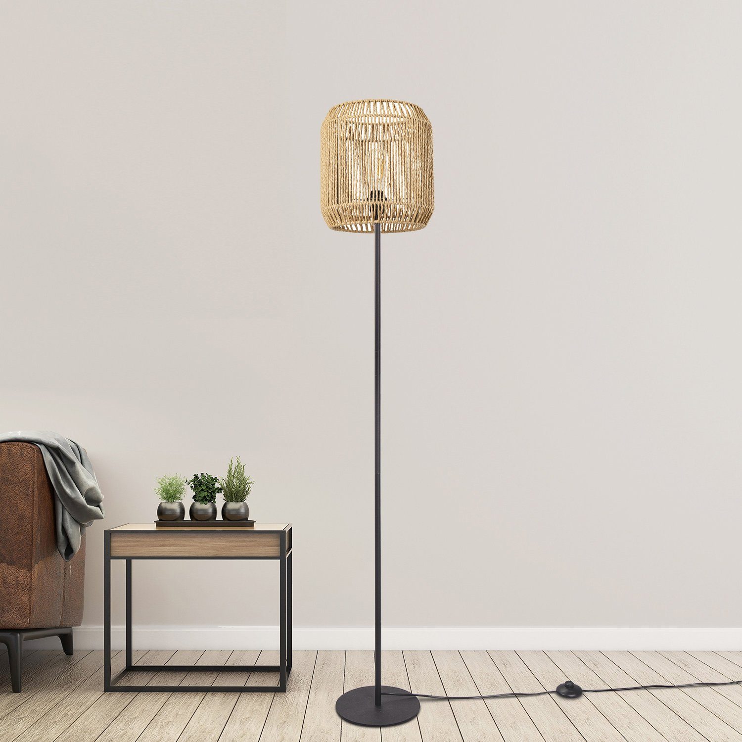 Paco Home Staande lamp Pedro moderne led lamp in boho-look, woonkamer, slaapkamer, fitting e27