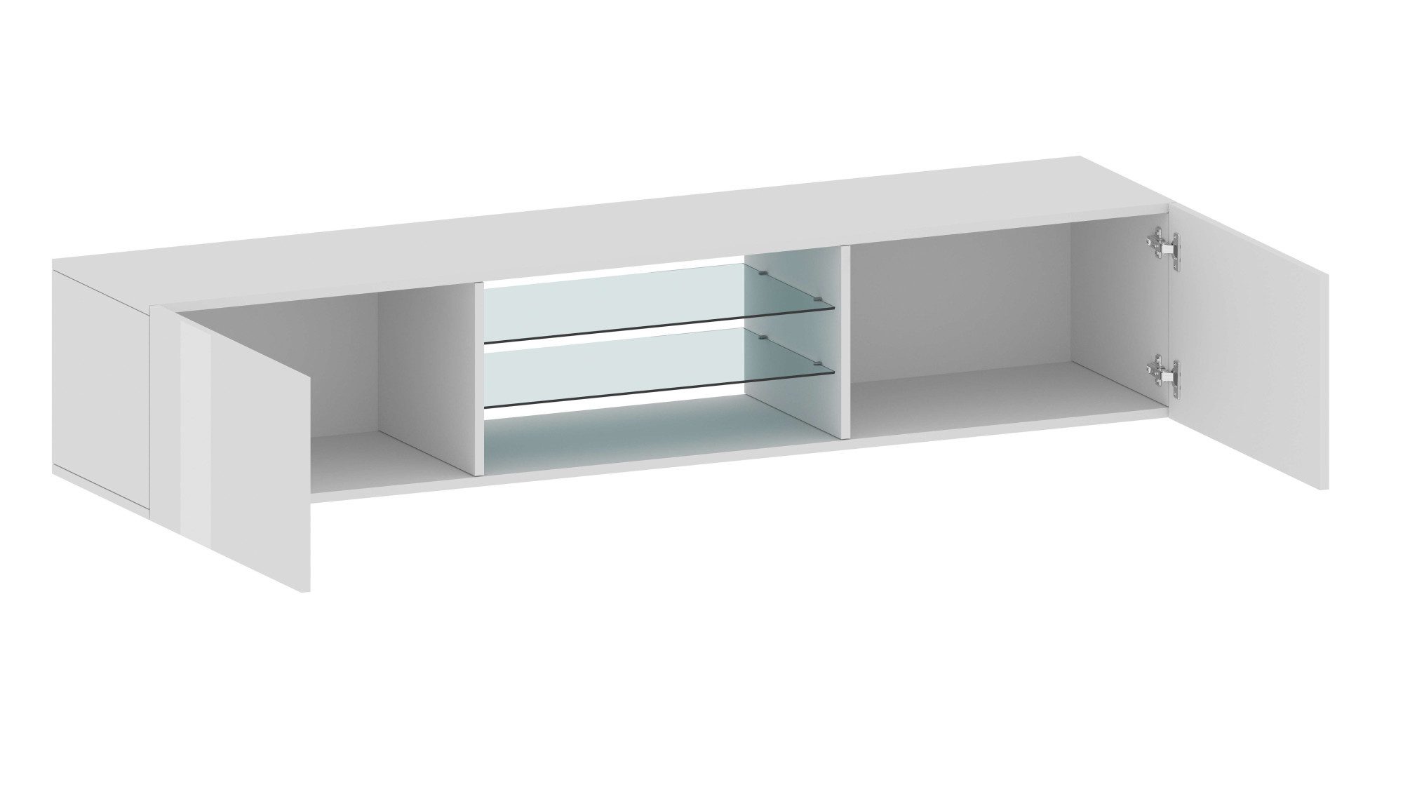 INOSIGN Tv-meubel Egypt, Lowboard, TV-ladekast, TV-meubel, TV-bank met 2 kleppen, 2 glazen planken, volledig hoogglans gelakt (b/d/h) 180x38x35 cm