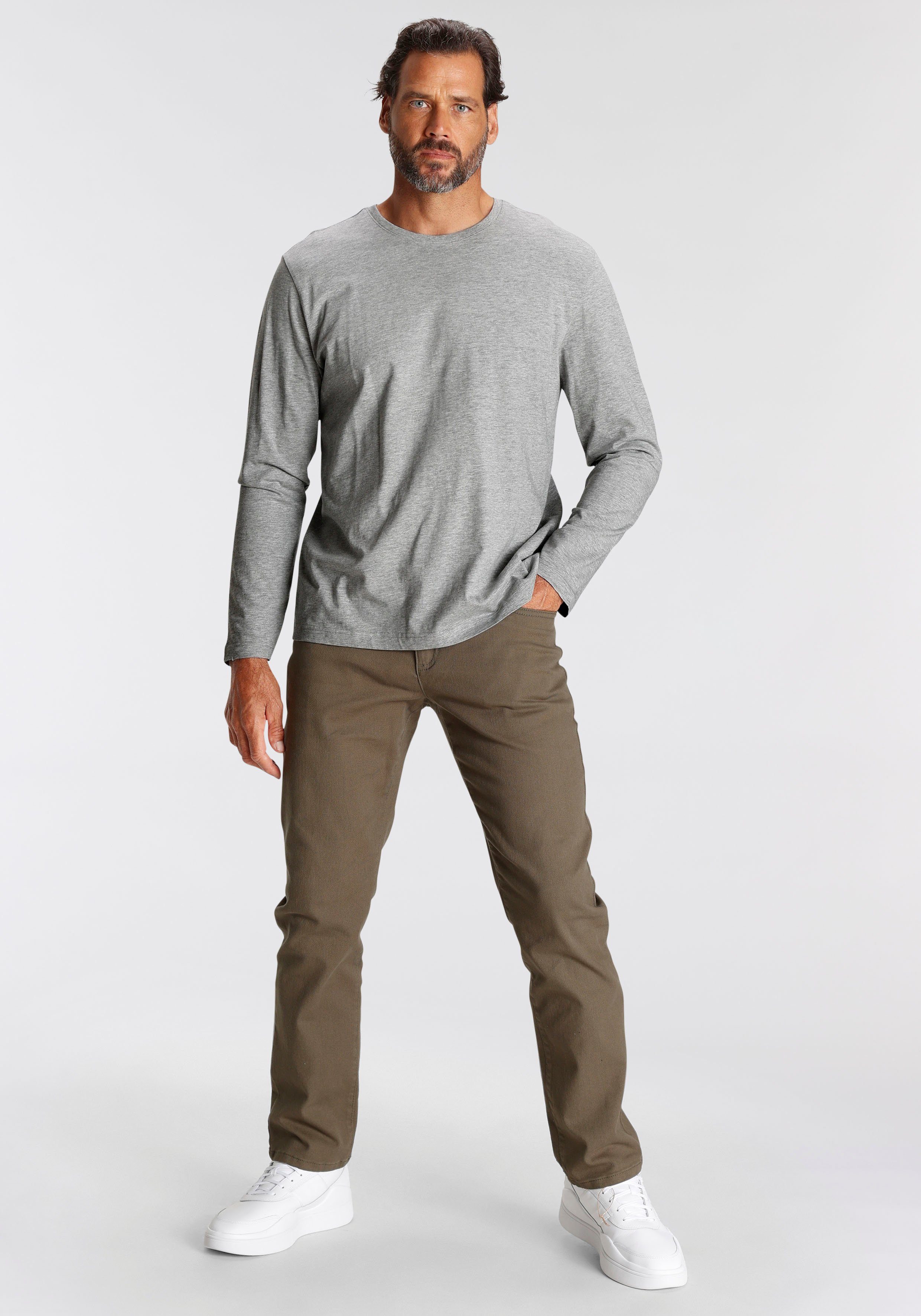 Man's World Shirt met lange mouwen Nieuwe kleur ! Lange mouwen effen van katoen in 3-pack (3-delig Set van 3)