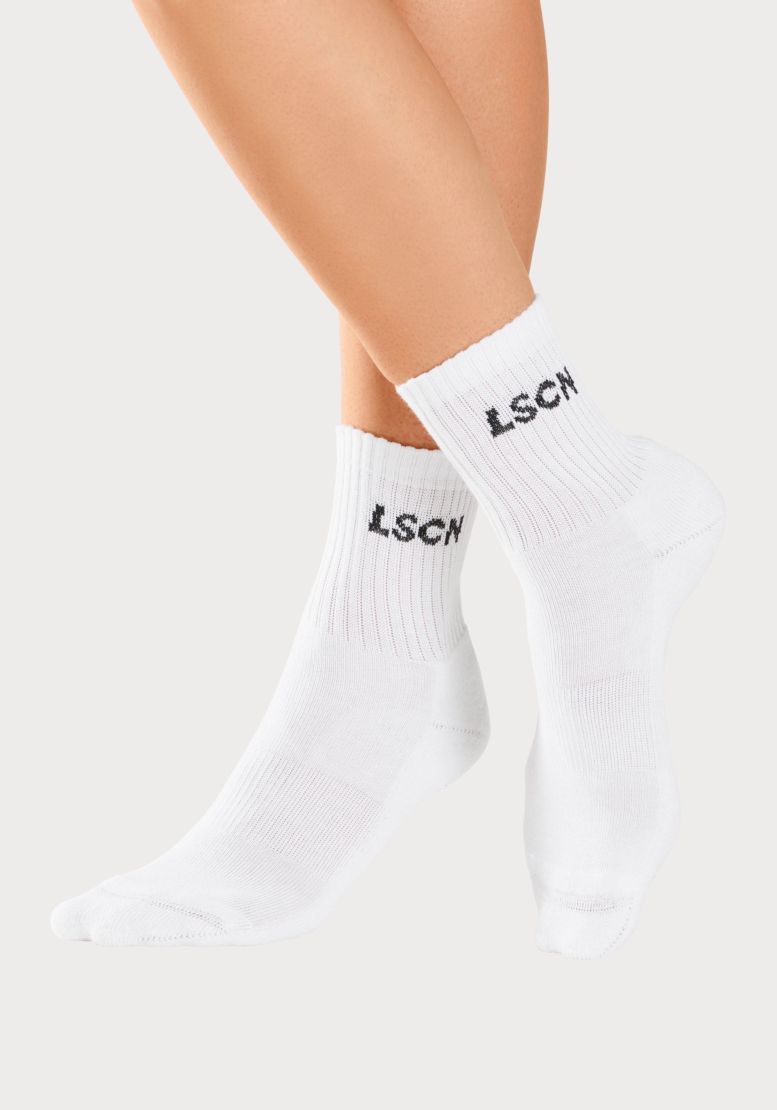 LSCN by LASCANA Tennissokken met badstof, halve voet (set, 2 paar)