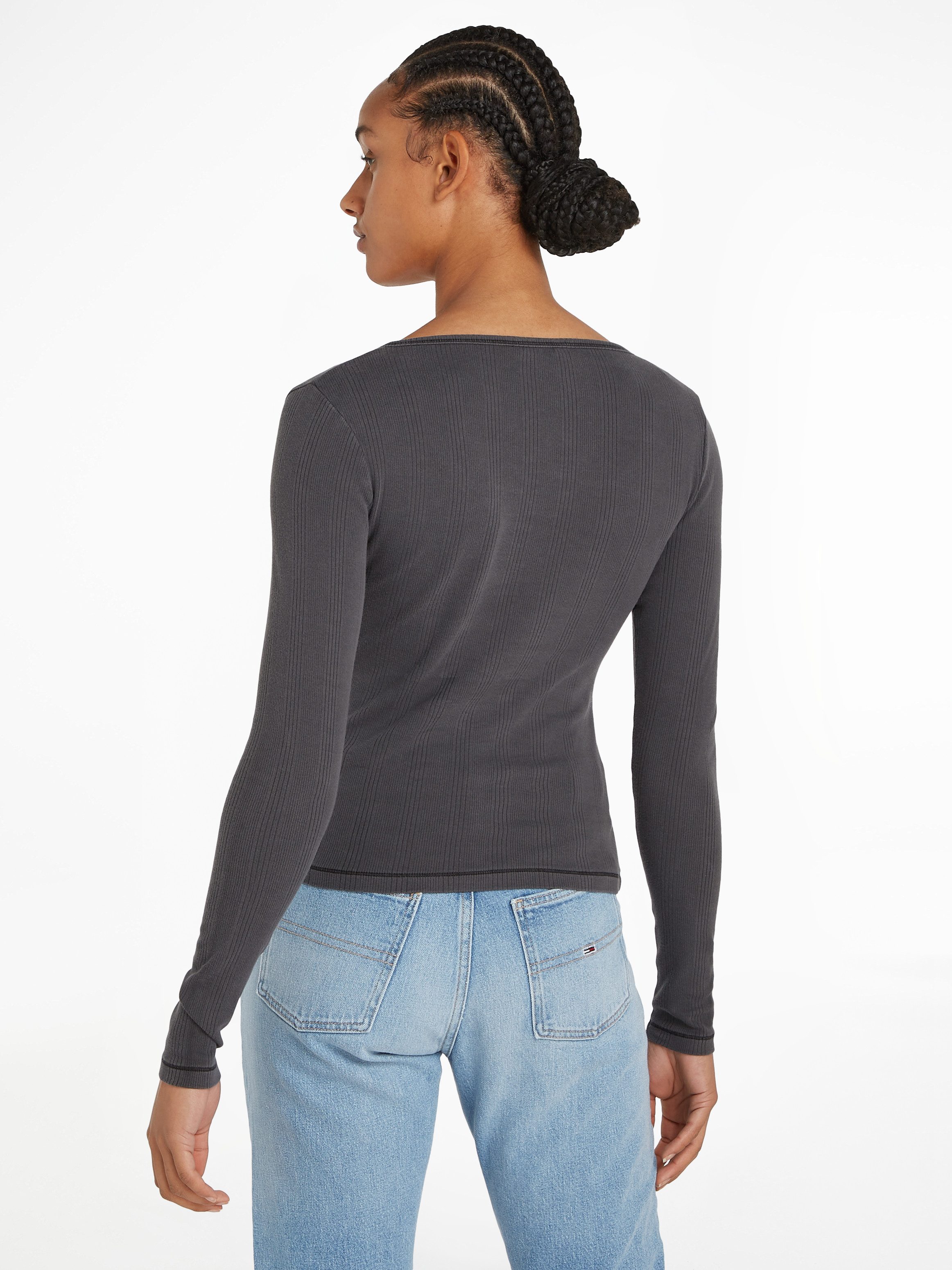 TOMMY JEANS Shirt met lange mouwen TJW SLIM NECKLINE DETAIL GMD LS