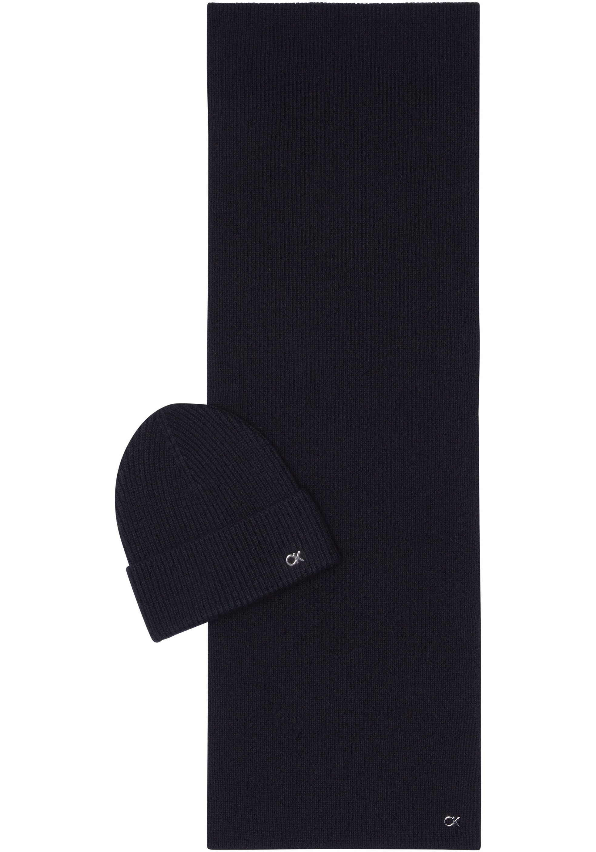 Calvin Klein Gebreide muts CK METAL CHUNKY BEANIE & SCARF (set)