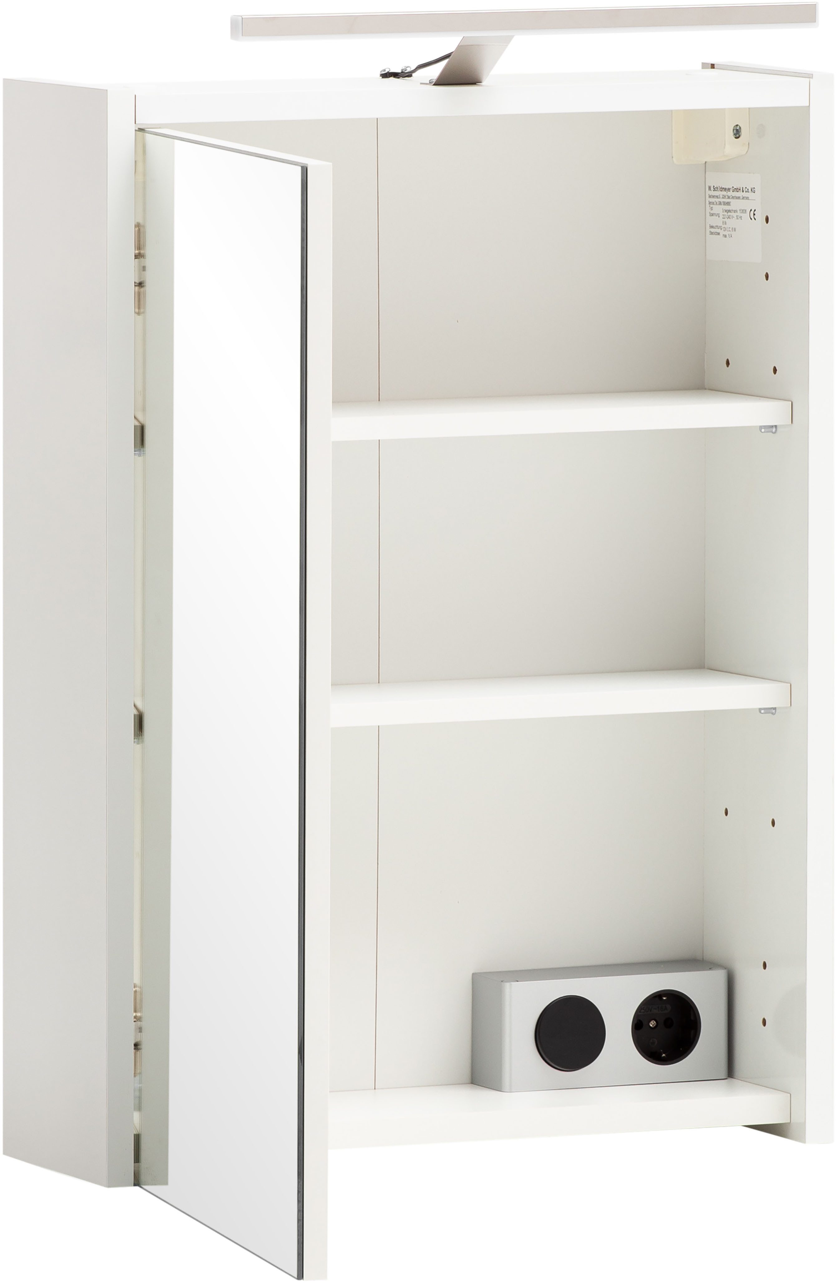 Schildmeyer Spiegelkast Katta, breedte 43 cm, 1-deurs Met LED-verlichting en stopcontactdoos