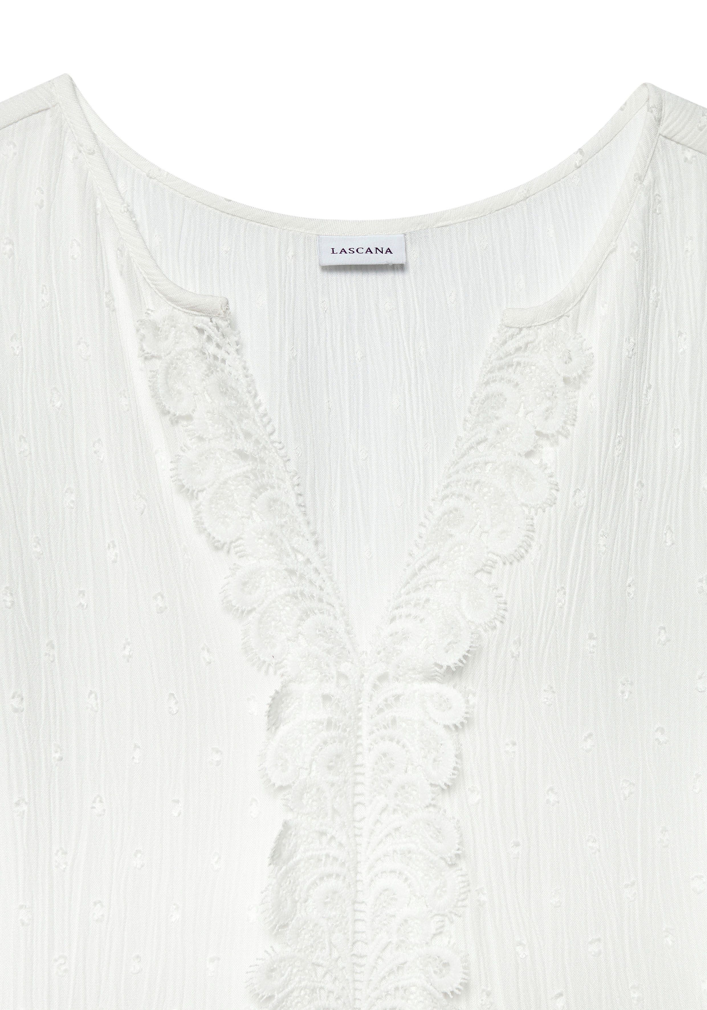 Lascana Crêpe-blouse met kanten beleg voor