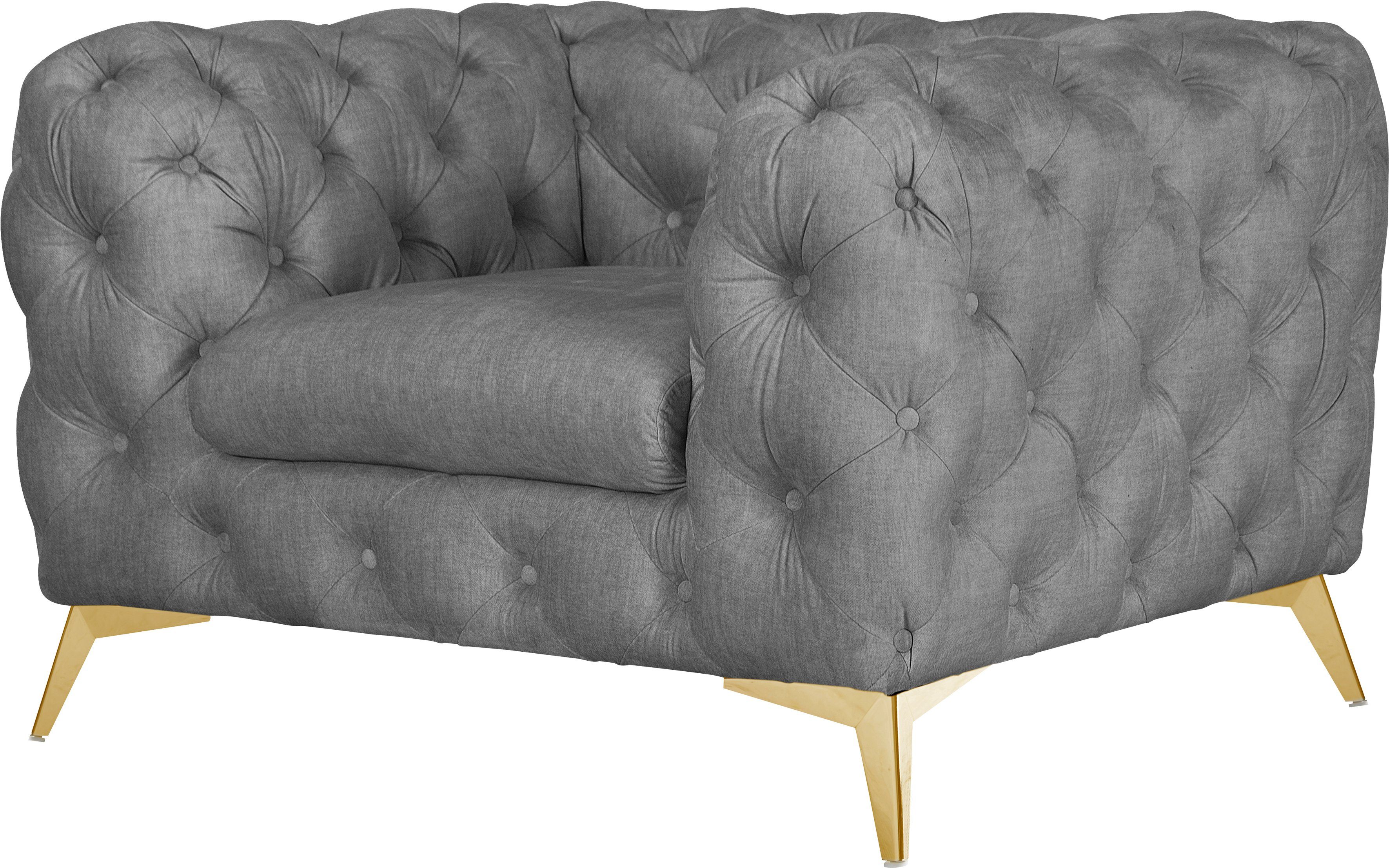 Leonique Chesterfield-fauteuil Glynis Fauteuil luxueuze capitonnage, moderne chesterfield look, kleur van de poten ter keuze