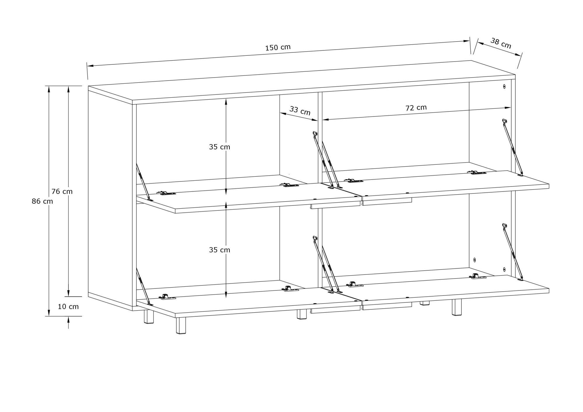 INOSIGN Dressoir Dinant Commode, met 4 kleppen, breedte 150 cm