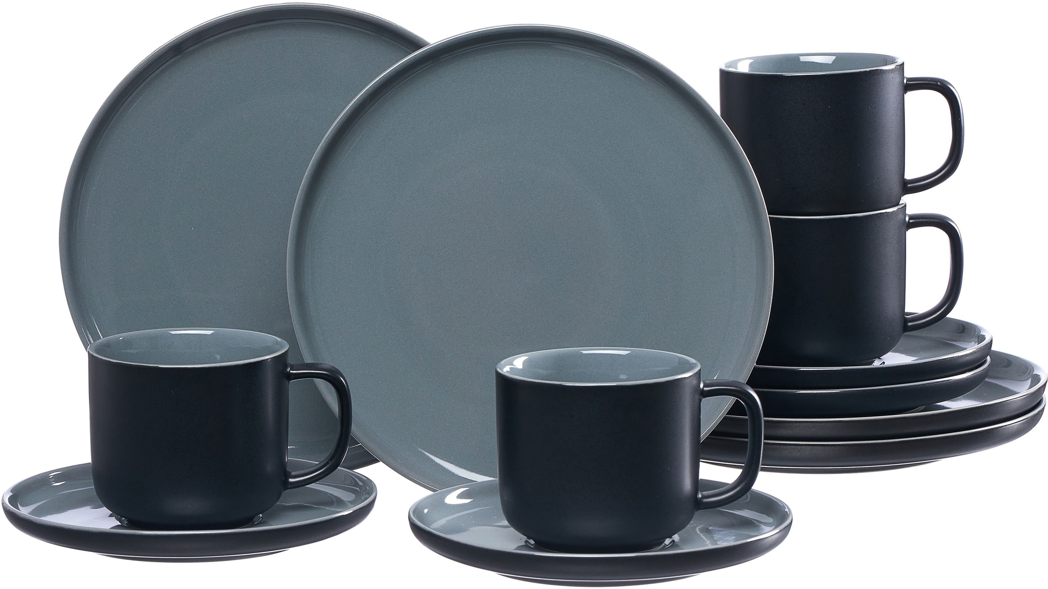 Ritzenhoff & Breker Koffieservies Serviesset, servies Jasper Scandinavische stijl, 12 delen, voor 4 personen (set, 12-delig) serviezen zwart
