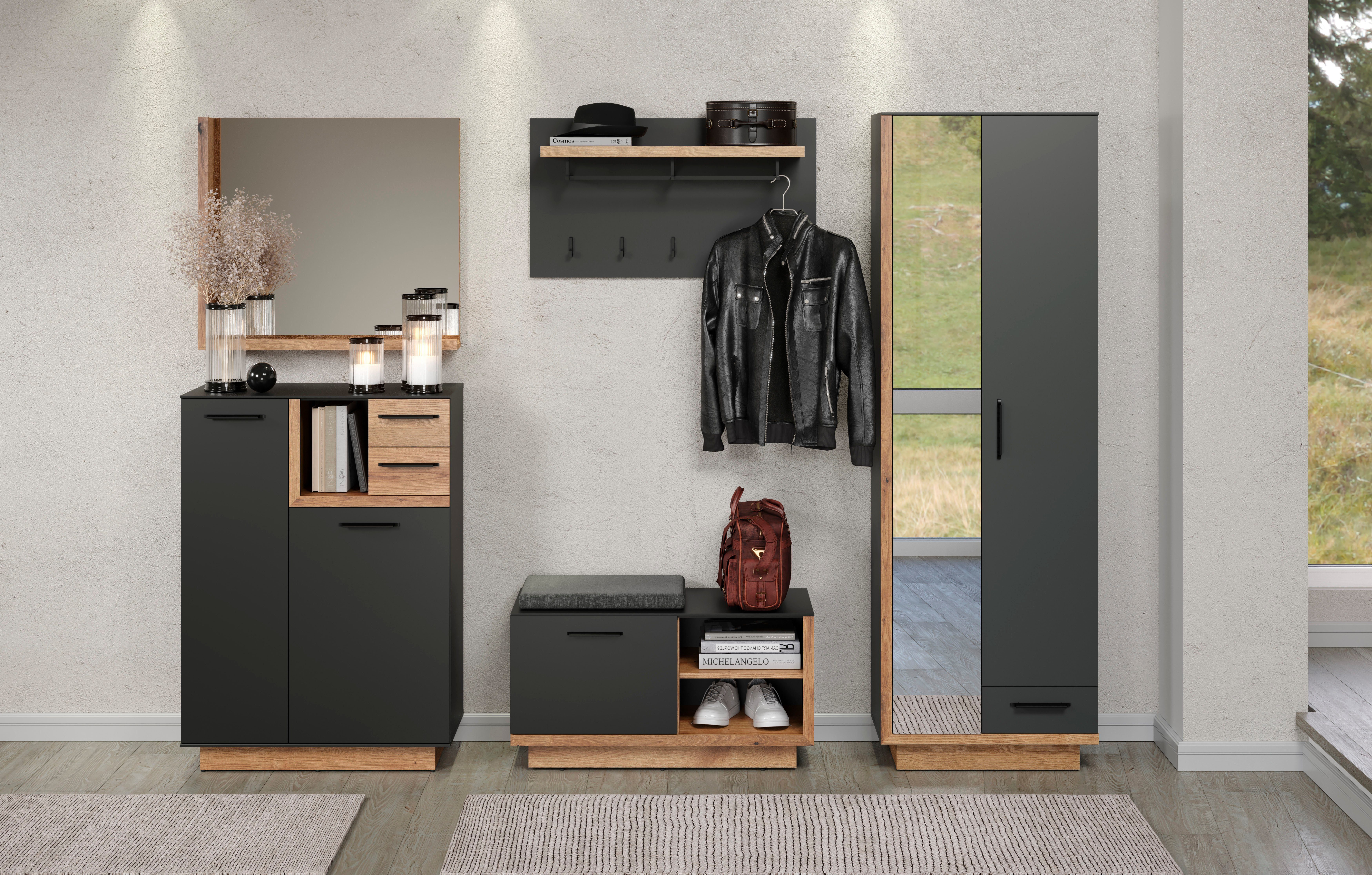 INOSIGN Spiegel Premont Frame en plank in houtlook, bxh ca.: 80 x72 cm (1 stuk)