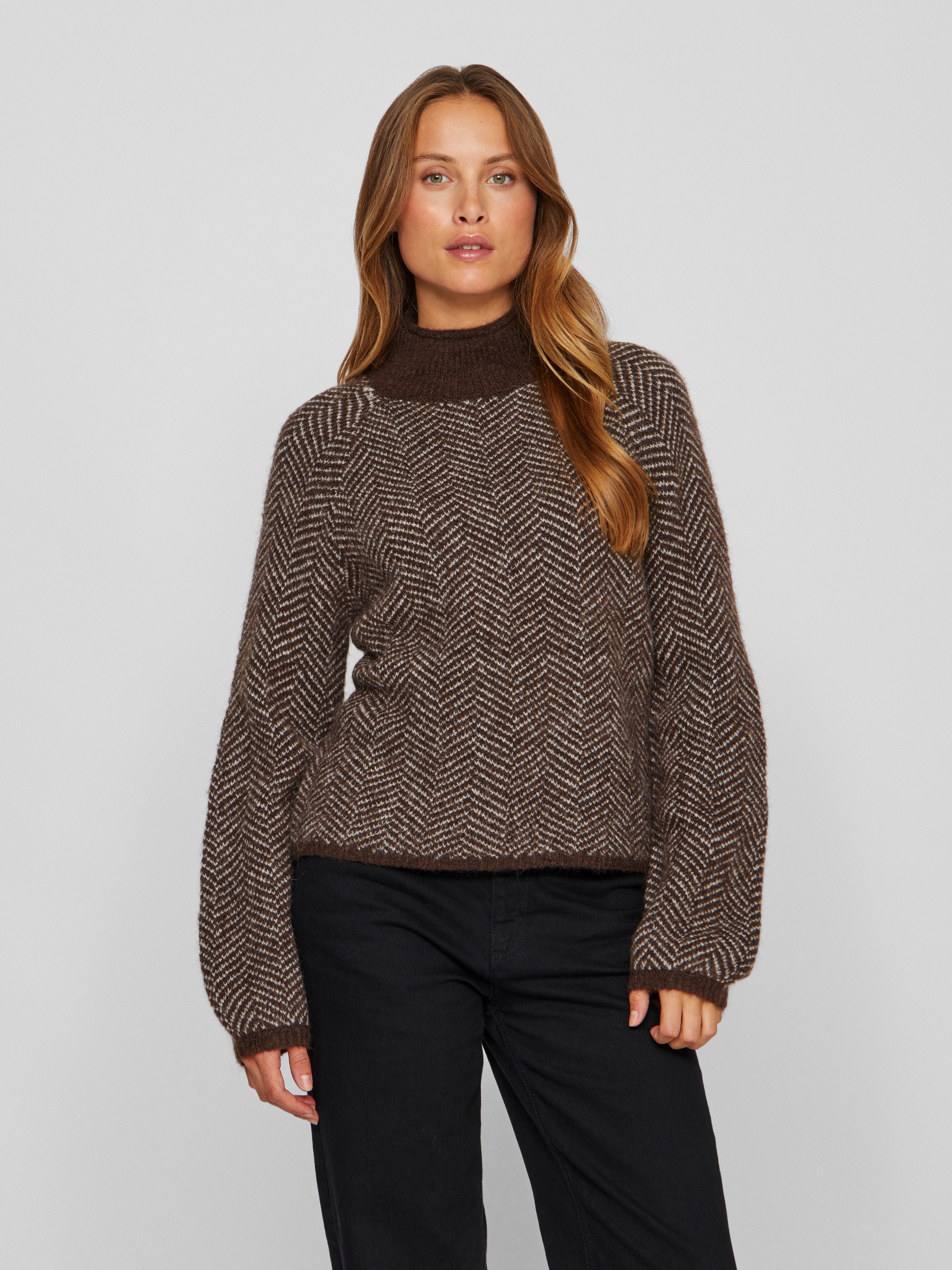 Vila Trui met staande kraag VILORY HIGH NECK L/S KNIT TOP - NOOS