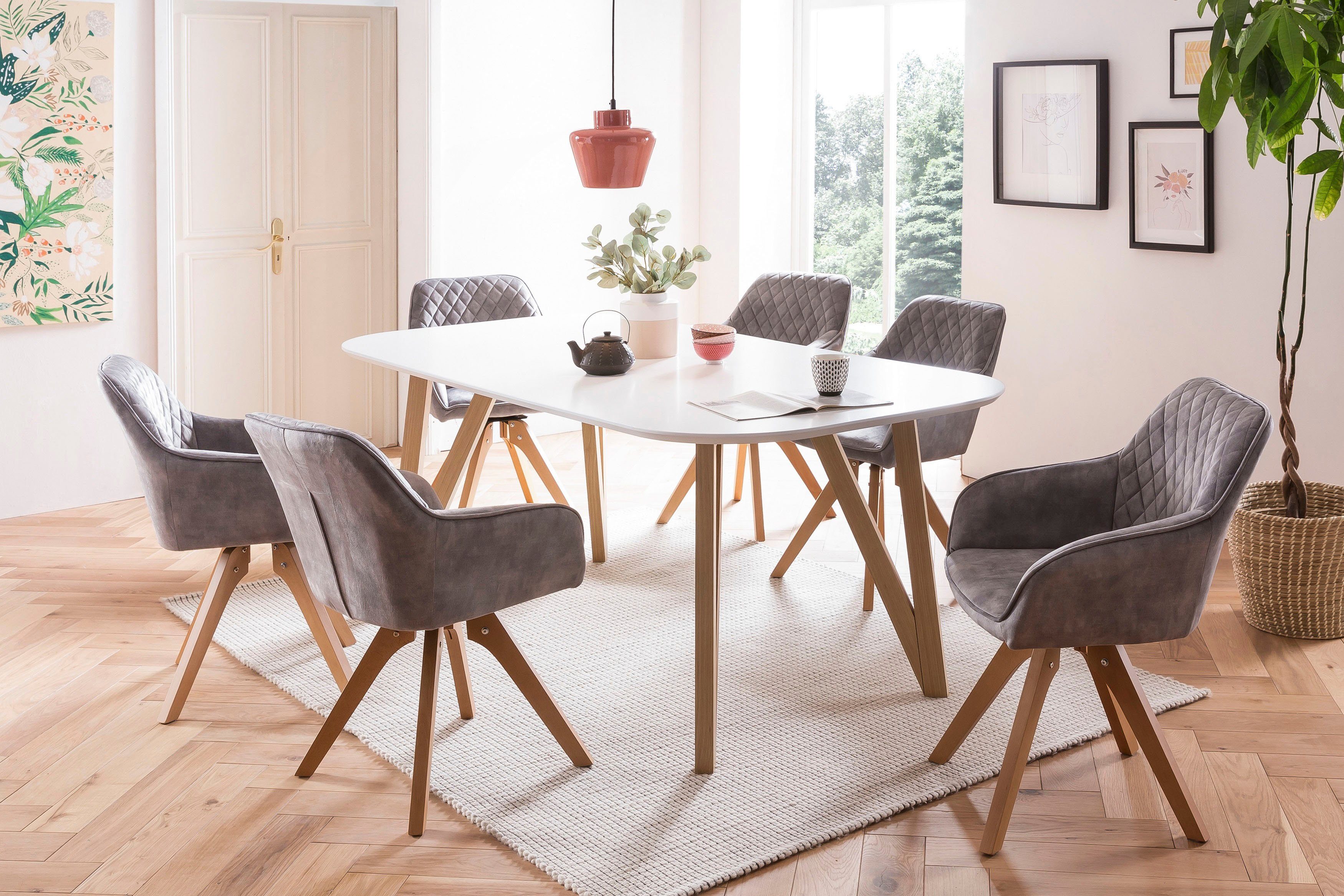 SalesFever Eettafel Haarspeldpoten van massief eiken
