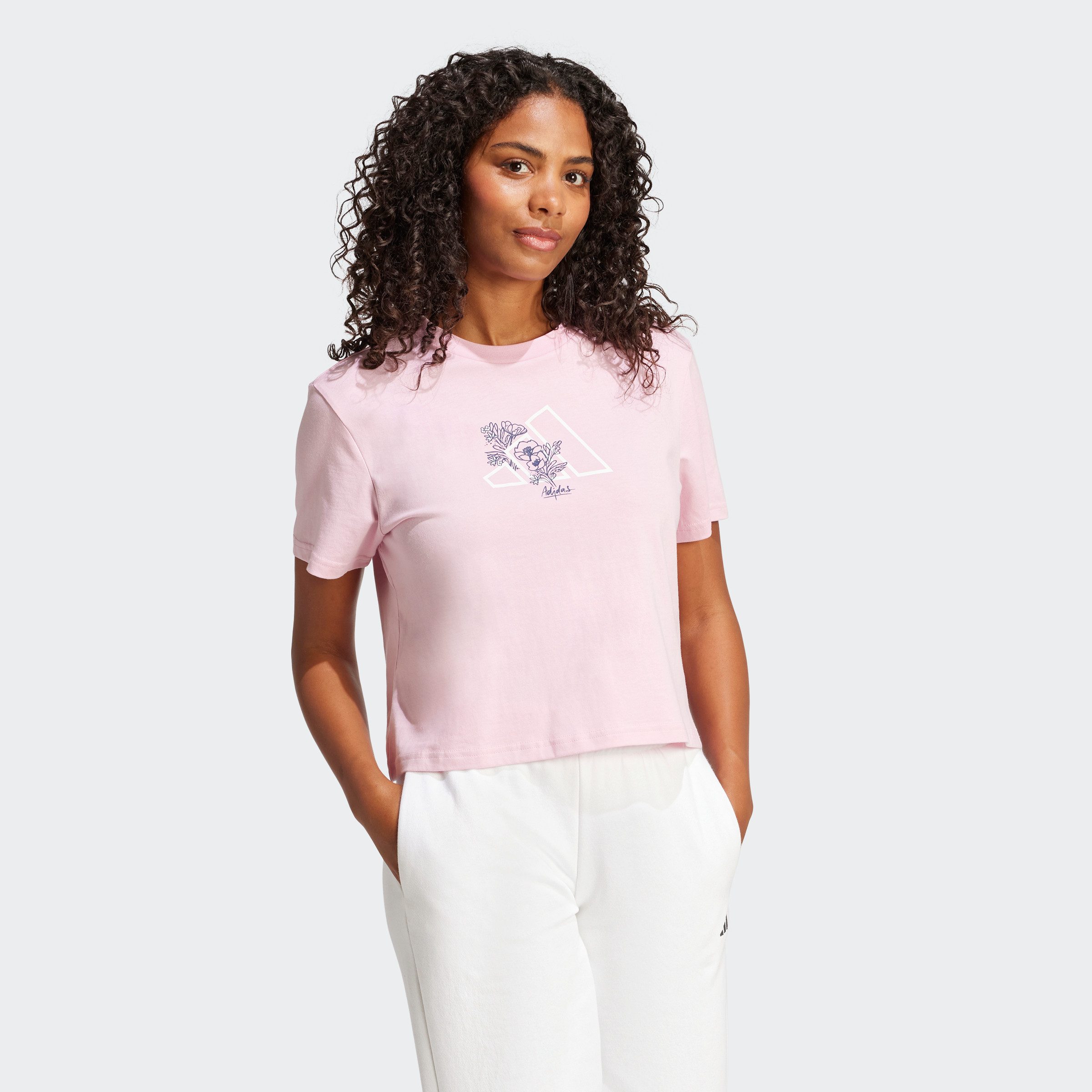 adidas Sportswear T-shirt W T ILLU LF CRP dames tops maat L roze
