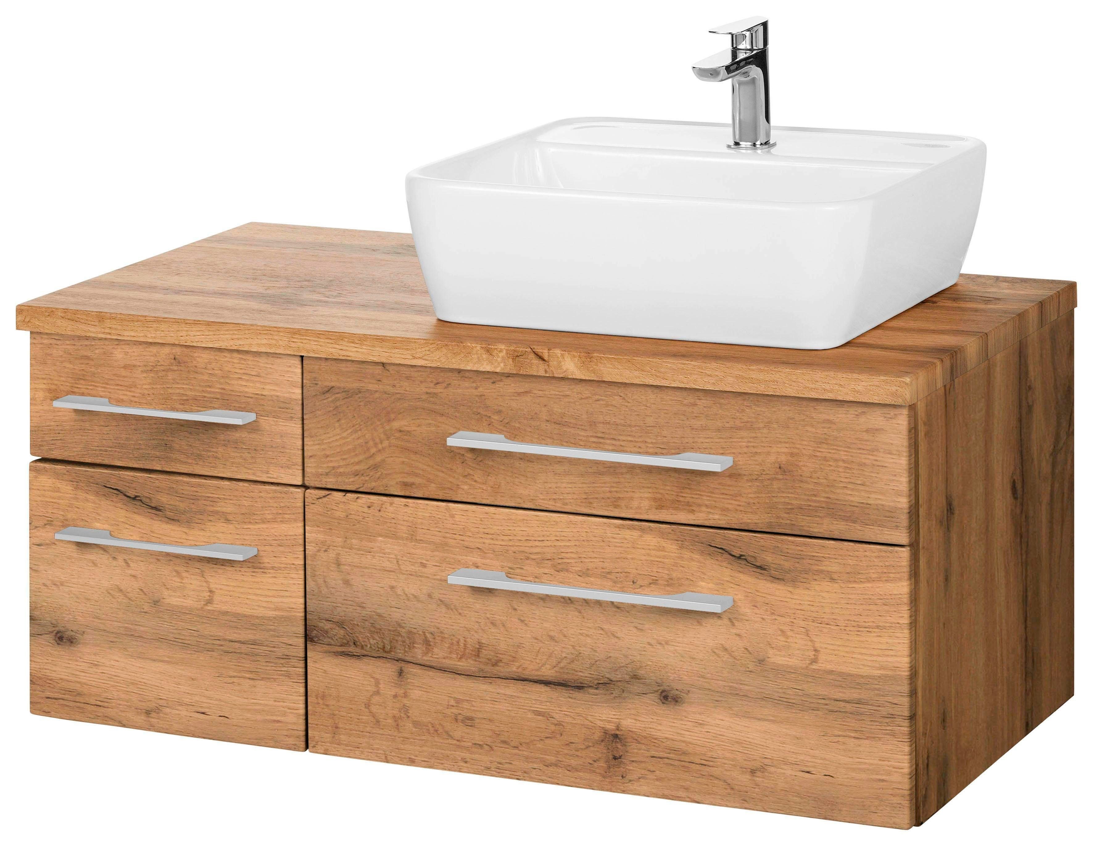 welltime Wastafelonderkast Davos Badkamermeubel, wastafelonderkast inclusief wasbak, breedte 90 cm onderkasten beige