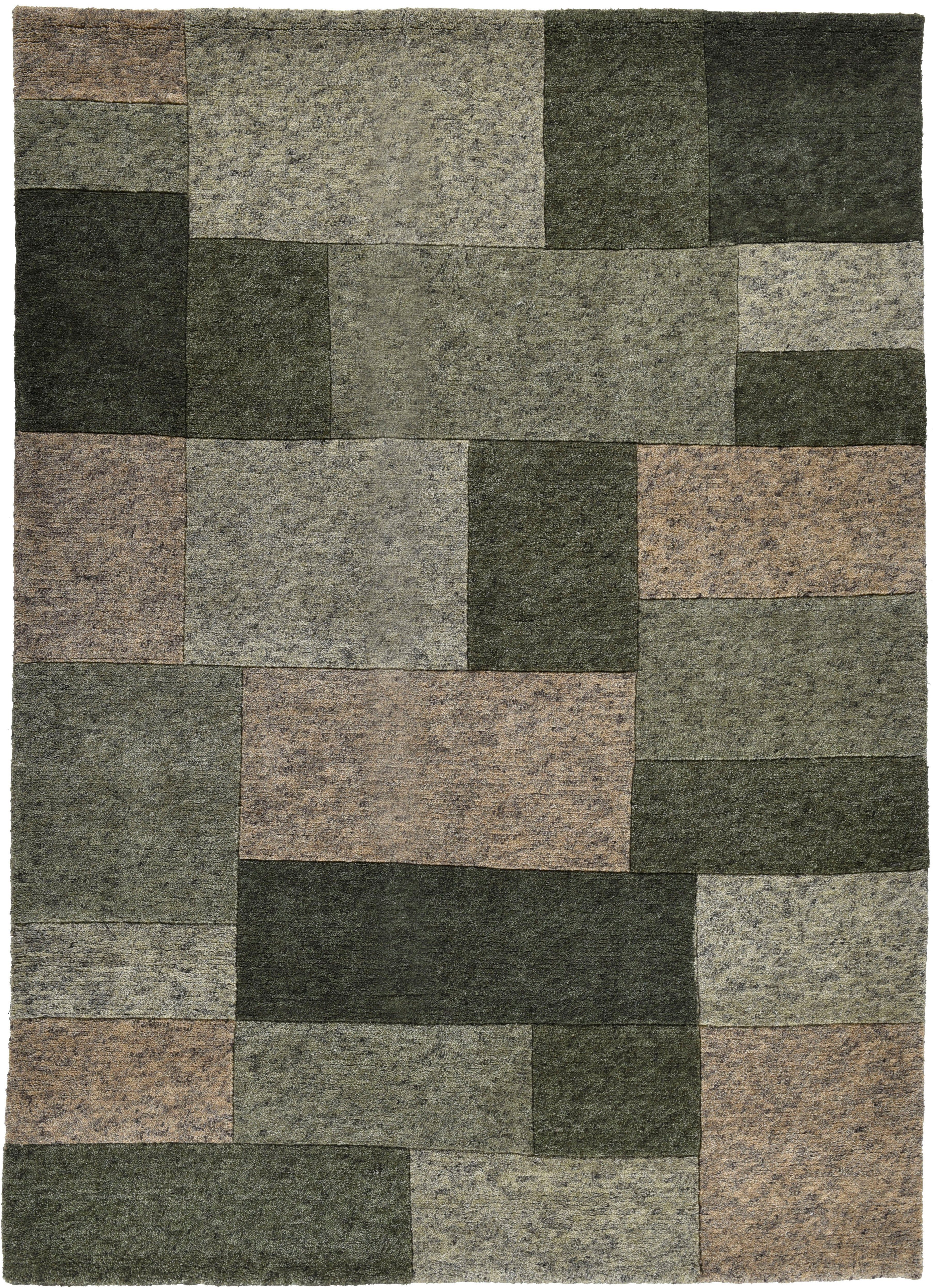THEKO Wollen kleed Dalas - 7709 zuivere wol, met de hand geknoopt, patchworkdesign